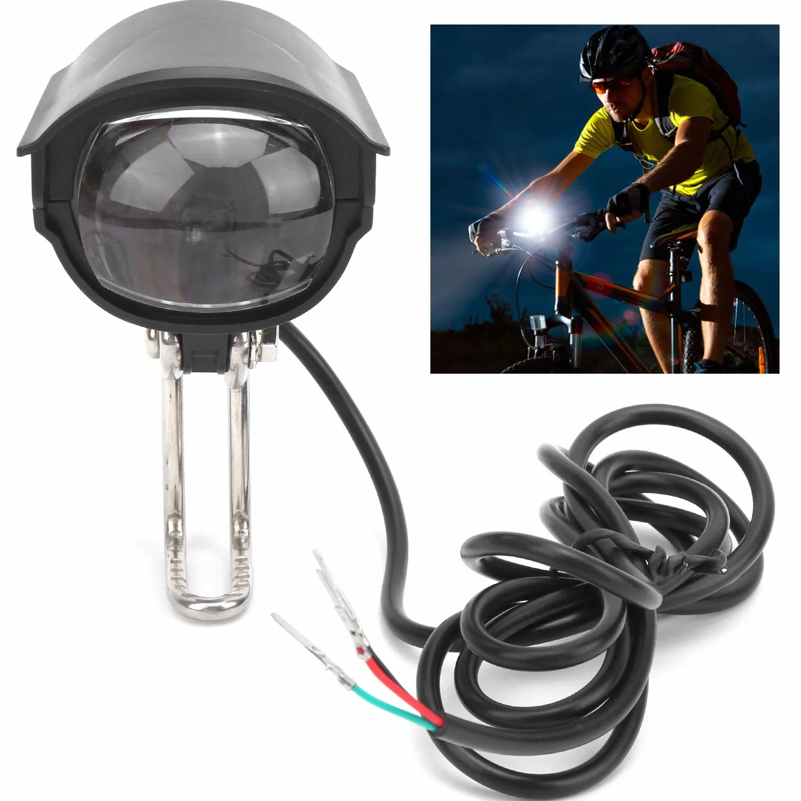 Rowerowa Lampka LED, Wodoodporna Latarka Rowerowa Nocna, Przednia Lampa Przednia do Roweru Elektrycznego do 36V 48V 60V