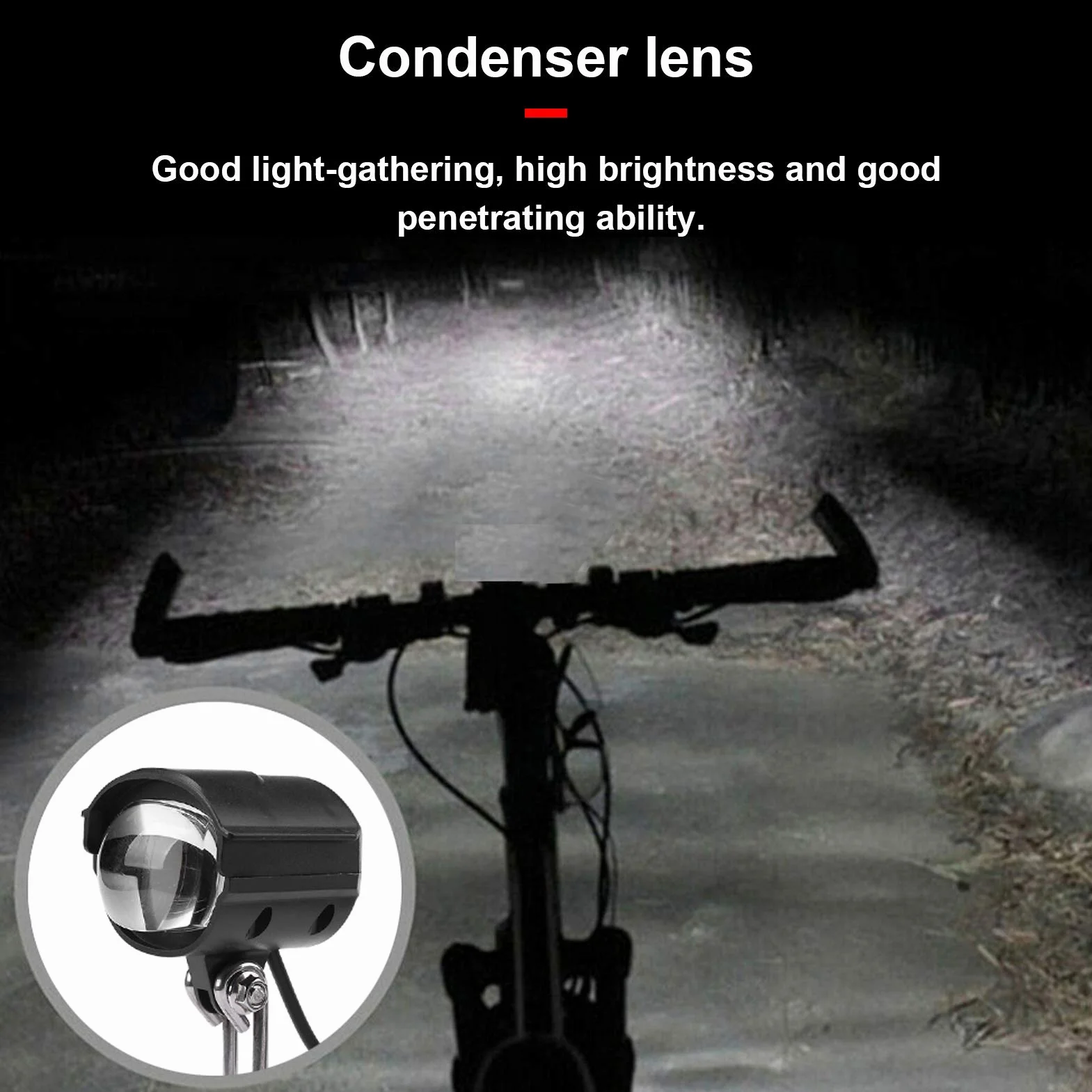 Rowerowa Lampka LED, Wodoodporna Latarka Rowerowa Nocna, Przednia Lampa Przednia do Roweru Elektrycznego do 36V 48V 60V