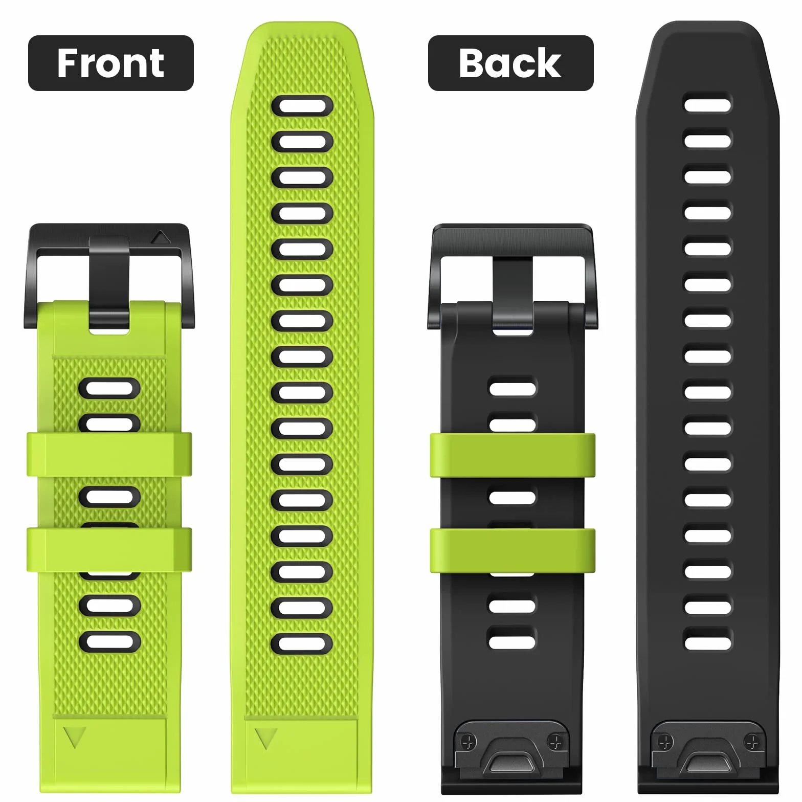 NotoCity bransoletka Quickfit 26 mm, kompatybilna z Garmin Fenix 6X / 6X pro / Fenix 7X, silikonowa bransoletka do zegarka Garmin Fenix 5X / 5X Plus, zielono-czarna