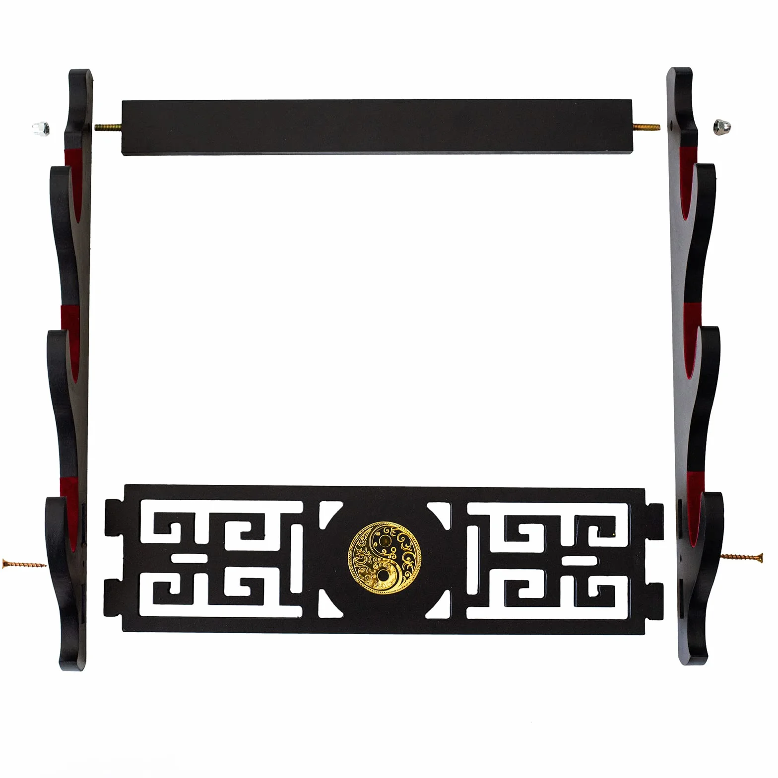 Uchwyt na miecze Katana na ścianie, uchwyt na miecz samuraja, ramka do prezentacji, czerwone aksamitne, w stylu Tai Chi, Chiński, (3-warstwowy)