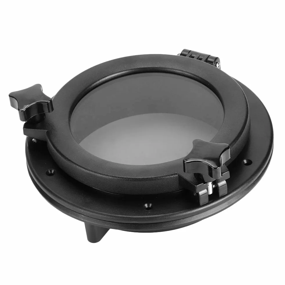 Akozon Bulaj do łodzi 8 w jachtu, okrągłe otwarcie, do jachtu, do łodzi, bulaju, ze szkła hartowanego, 265 mm, biały, do przyczepy kempingowej, łodzi, jachtu, do okien łodzi, bulajów, szkła hartowanego