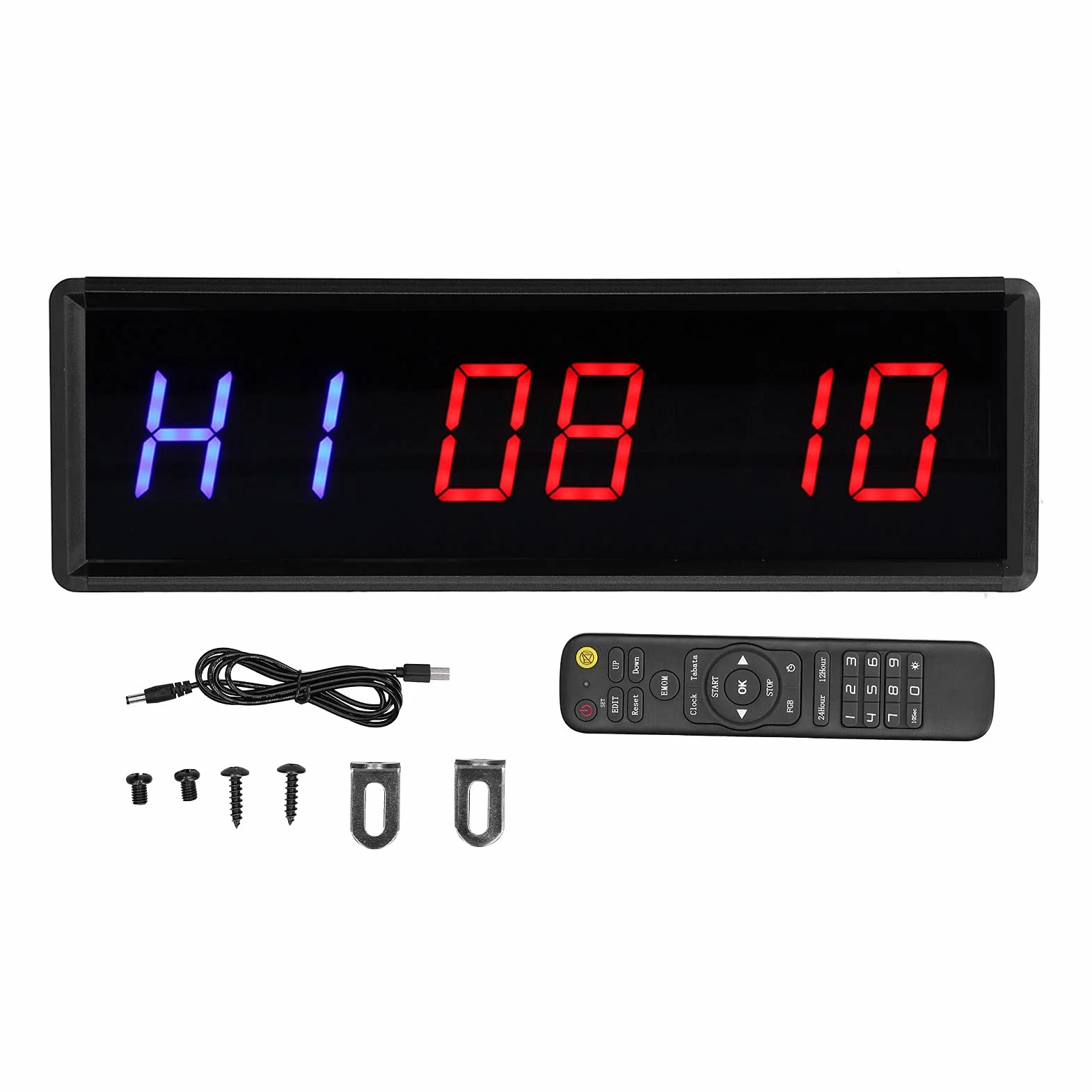 Gym Ultra Clear LED interwałowy timer – Multi Scenes Count Down Up zegar z metalowym stoperem, cyfrowy wyświetlacz, stoper, do treningu na ścianie, z pilotem zdalnego sterowania, do domu, na siłownię