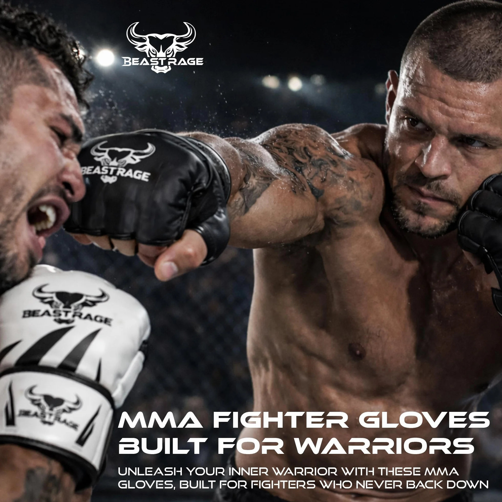 BEAST RAGE Rękawice do Grapplingu MMA Muay Thai Kickboxingu z Podparciem Nadgarstka