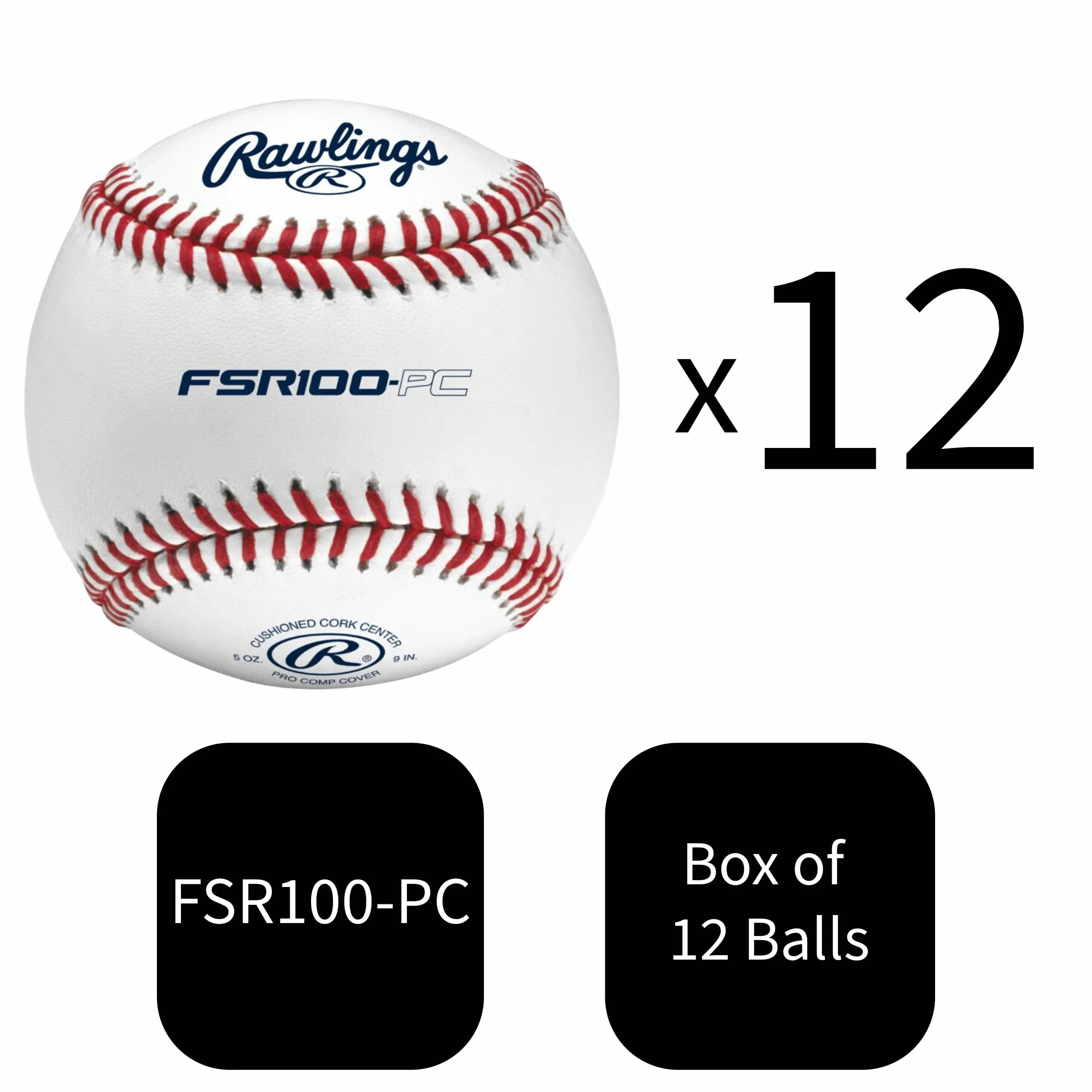 Rawlings | Pro Comp Practice Baseballs | Collegiate/High School/Travel | Opcje płaskiego i podwyższonego szwu | 12 sztuk