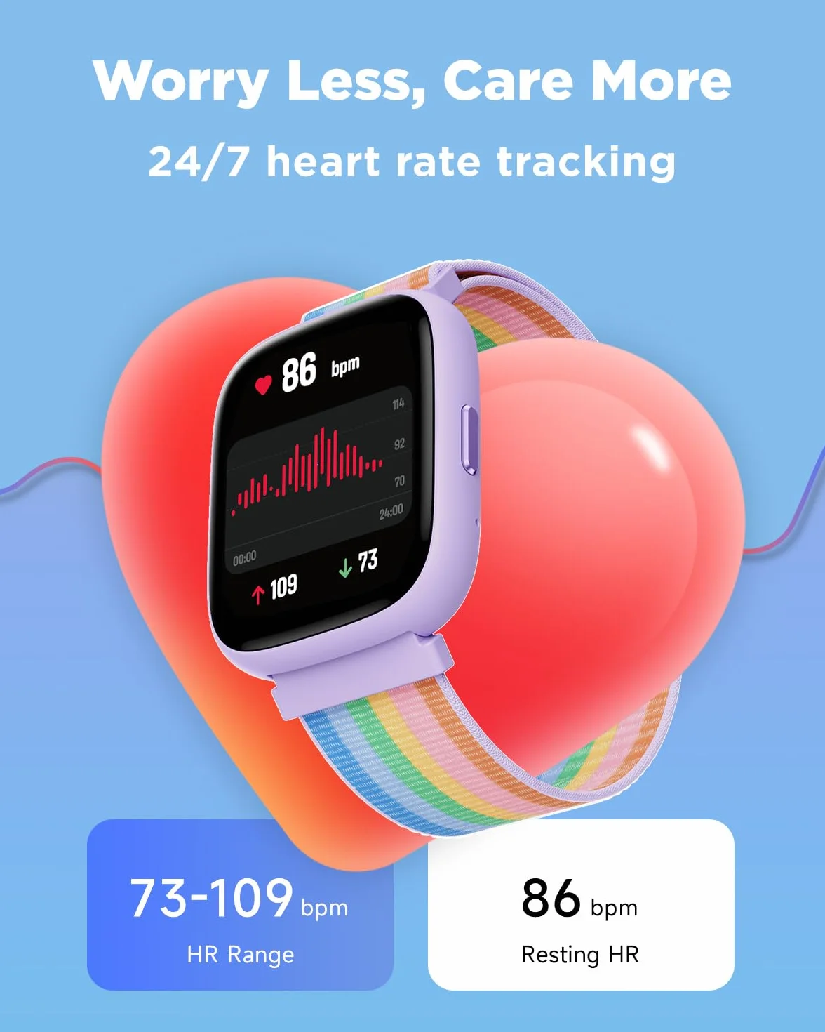 BIGGERFIVE Inteligentny zegarek dla dzieci, zegarek fitness 4,6 cm, krokomierz, tętno, wodoodporność IP68, monitor snu, licznik kroków kalorii, 5 gier logicznych z/bez aplikacji dla dziewcząt