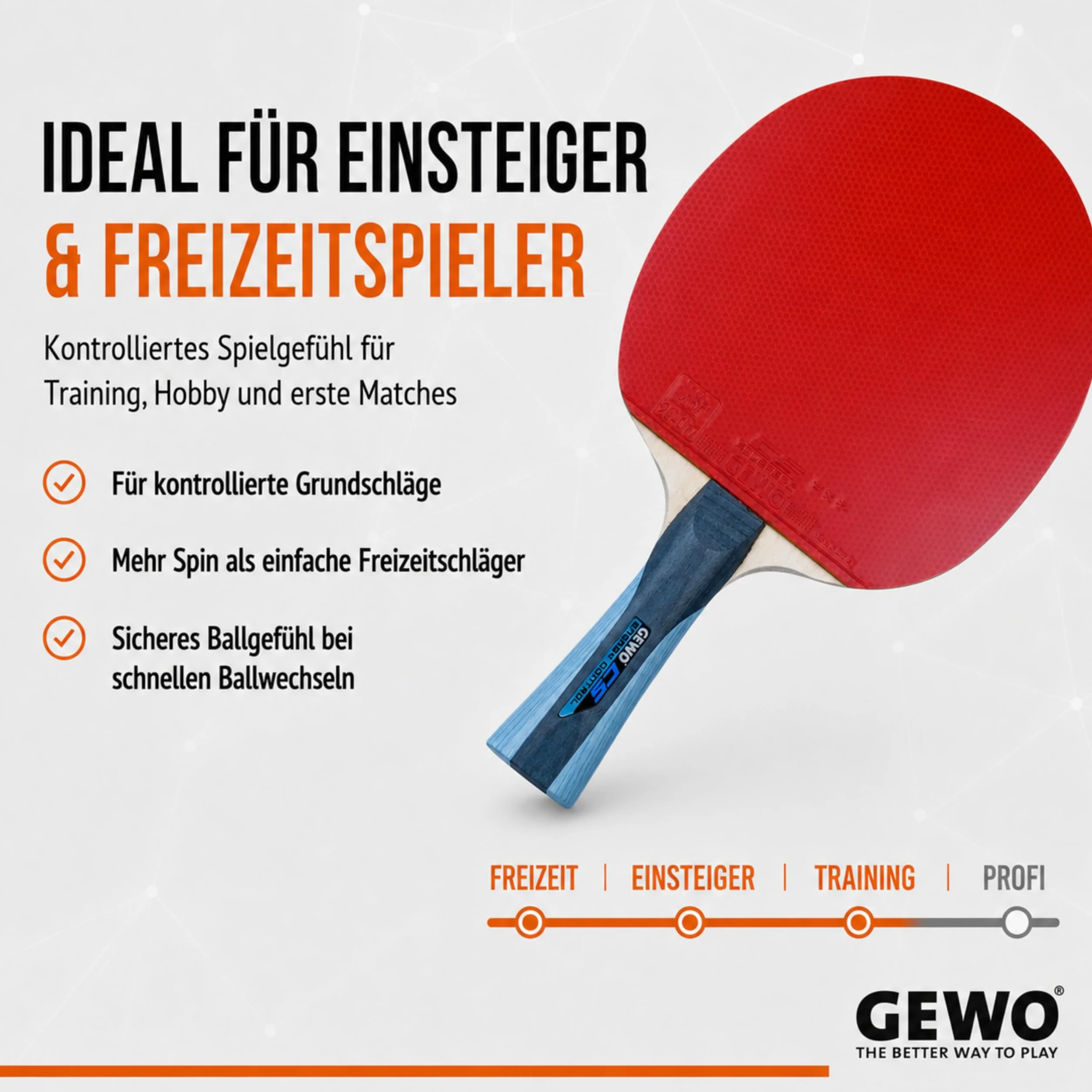 GEWO CS Energy Control rakieta do tenisa stołowego wklęsła szara niebieska