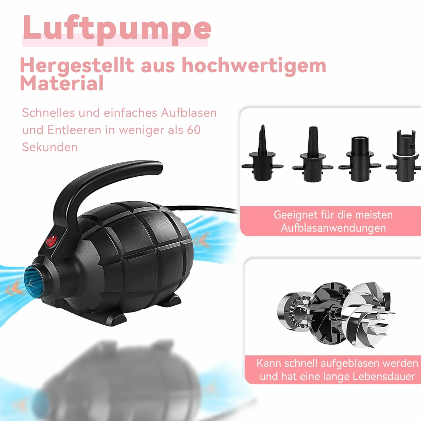DOBESTS Air Roll, nadmuchiwana mata gimnastyczna z pompką, do treningu