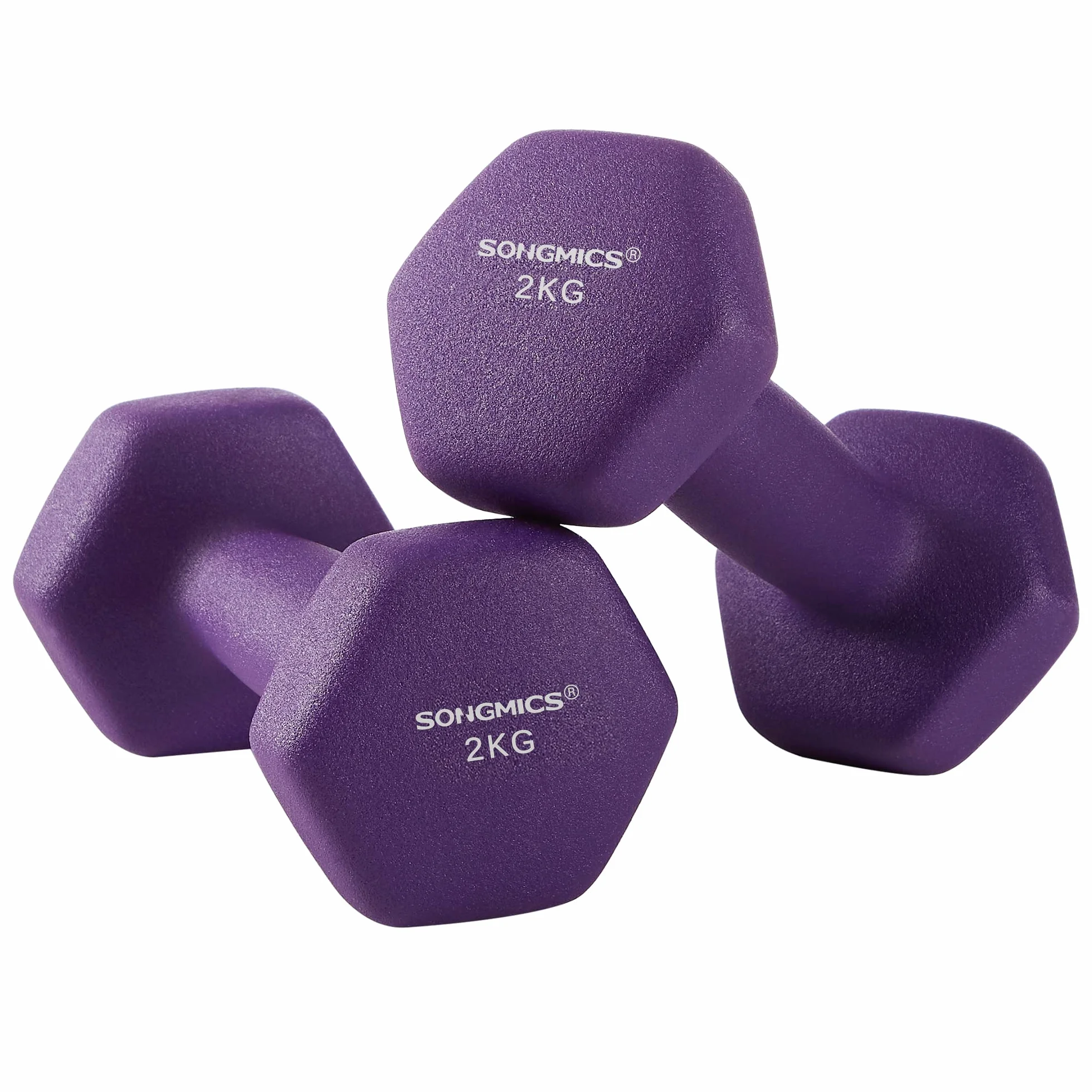 SONGMICS Hantle sześciokątne, powlekane neoprenem, do treningu siłowego, fitnessu, domu, 2 szt