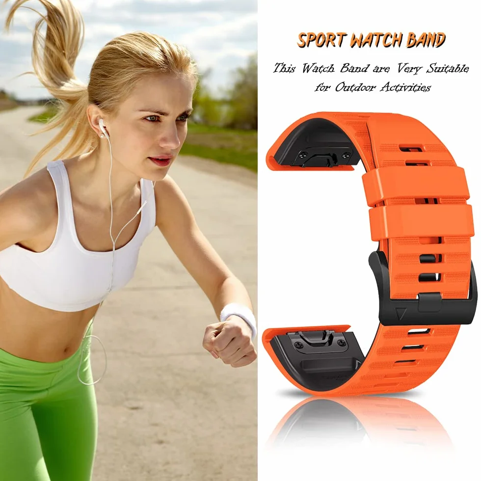 Pasek QuickFit 26 mm do Garmin Fenix 7X, Fenix 6X, silikonowa opaska wymienna