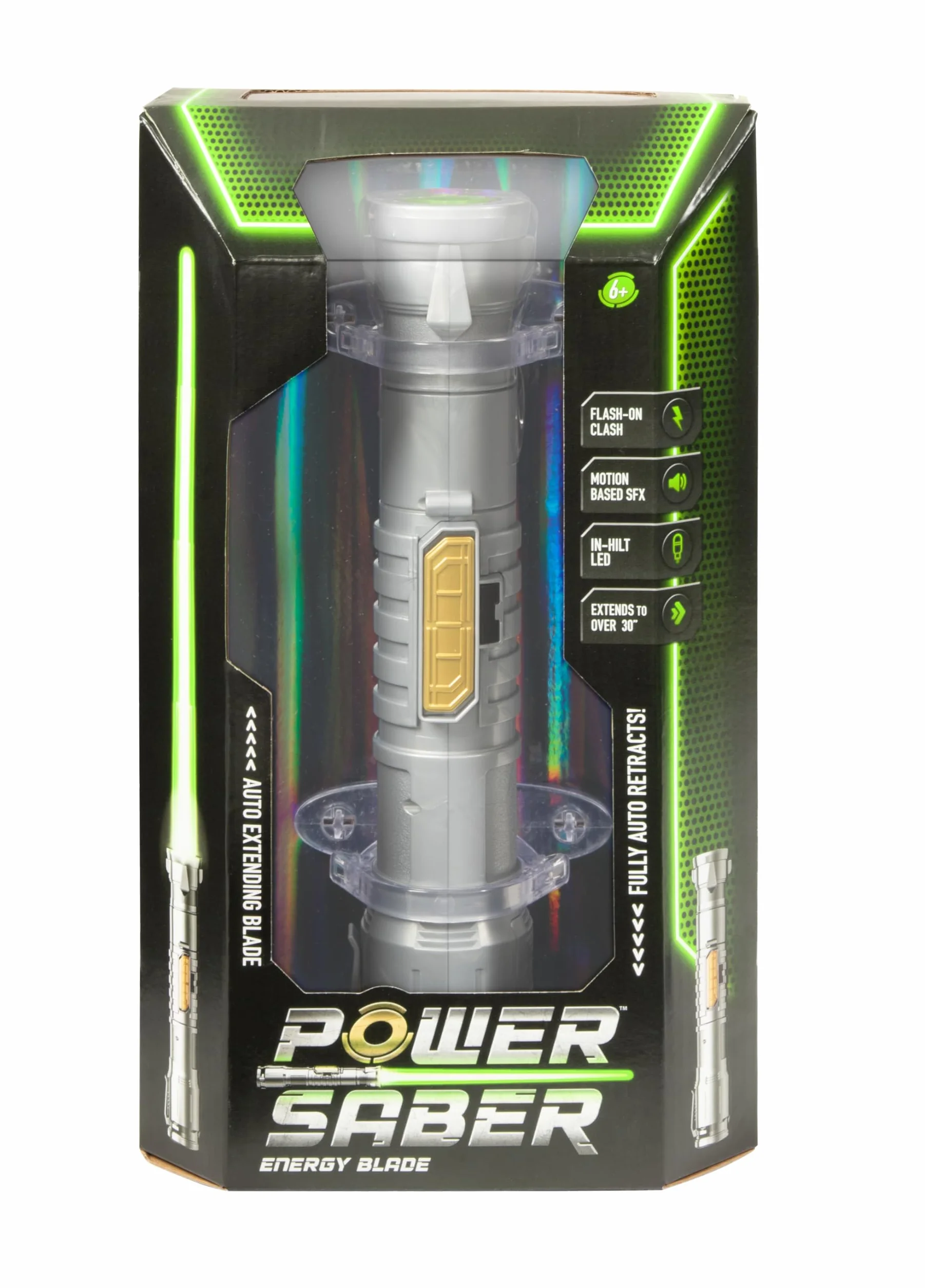 zielony | automatyczne przedłużanie 76.2 cm LED Energy Blade | Z ruchem światłem i efektami dźwiękowymi | Zalecany wiek od 6 lat