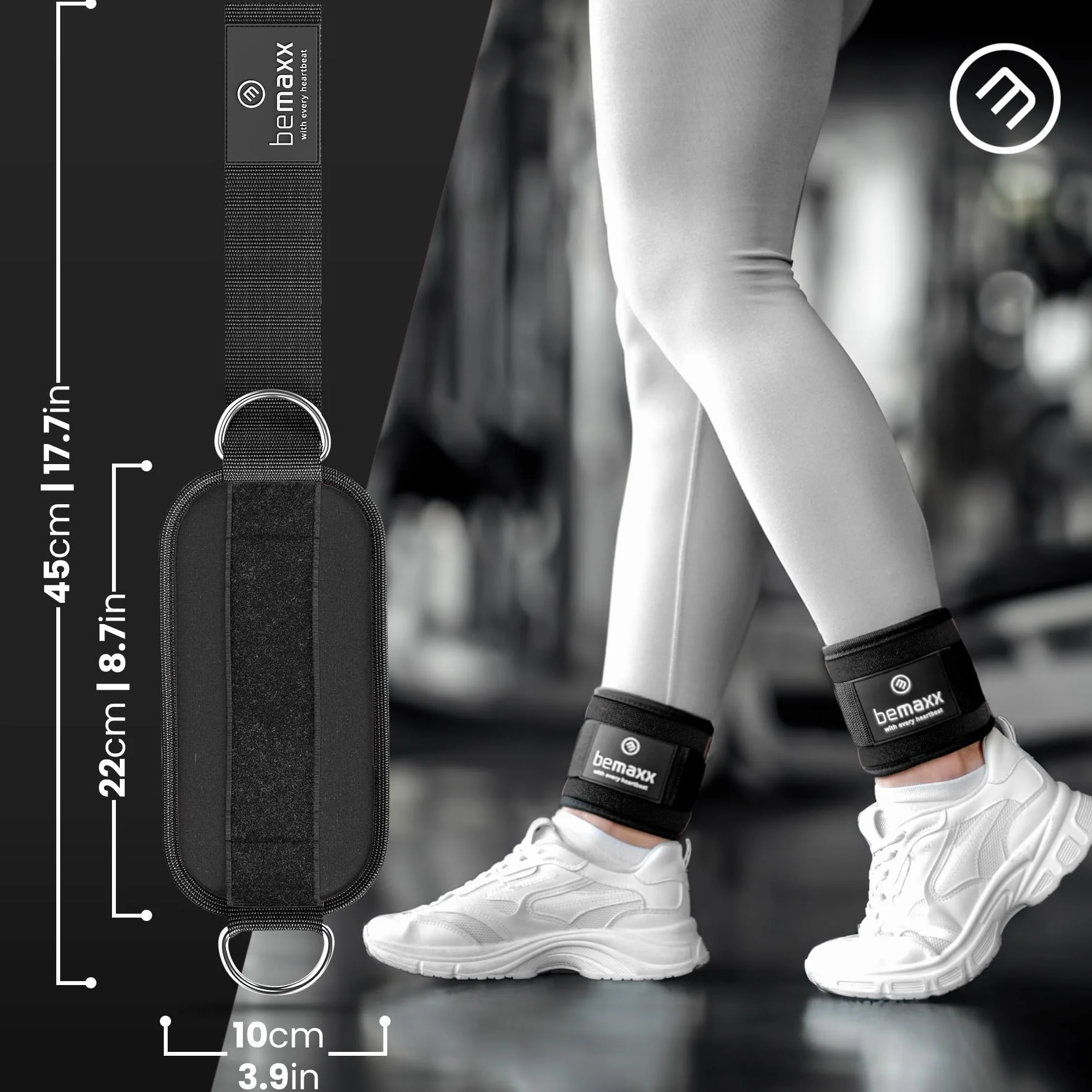 Zestaw 2 pasków na nogi + eBook treningowy, jeden rozmiar wyściełane ekspandery do stóp paski kostki, velcro do treningu nóg | noga fitness trening kobieta mężczyzna rozciąganie rozgrzewka