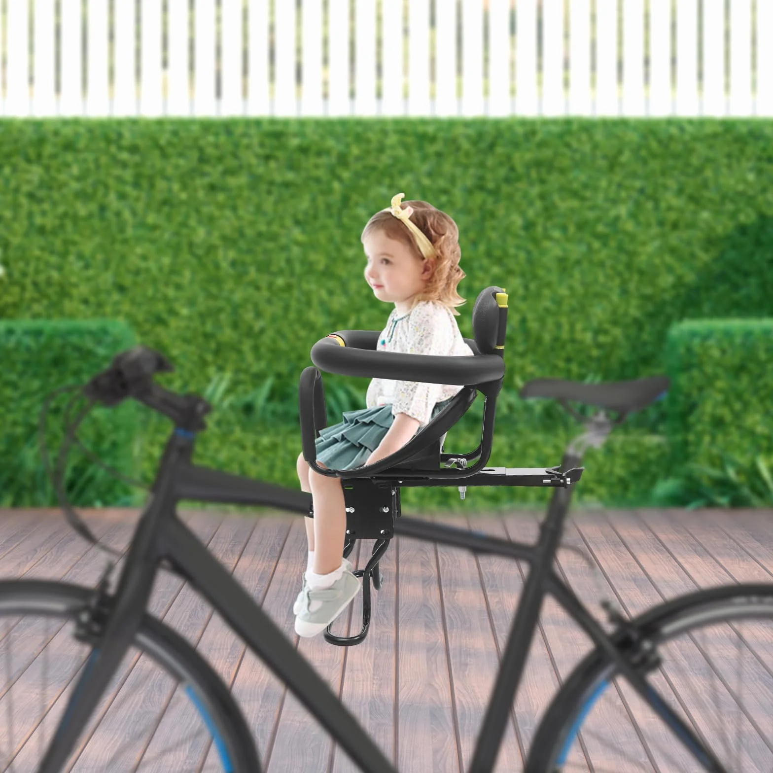 Rowerowy fotelik dziecięcy przedni, przedni fotelik dziecięcy z uchwytem, montowane z przodu siedzenia rowerowe dla dzieci w wieku 1-5 lat, kompatybilne ze wszystkimi dorosłymi, do 35 kg