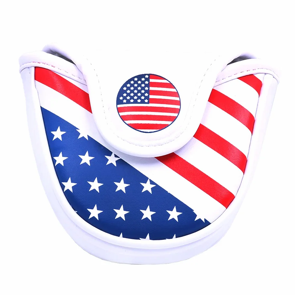 Golf Club Mallet Putter Cover Zamknięcie magnetyczne Kreatywny wzór flagi USA Golf Miotacz Headcover - Golf Putter Headcover Guard Impermeabile Golf Putter Protection Covers