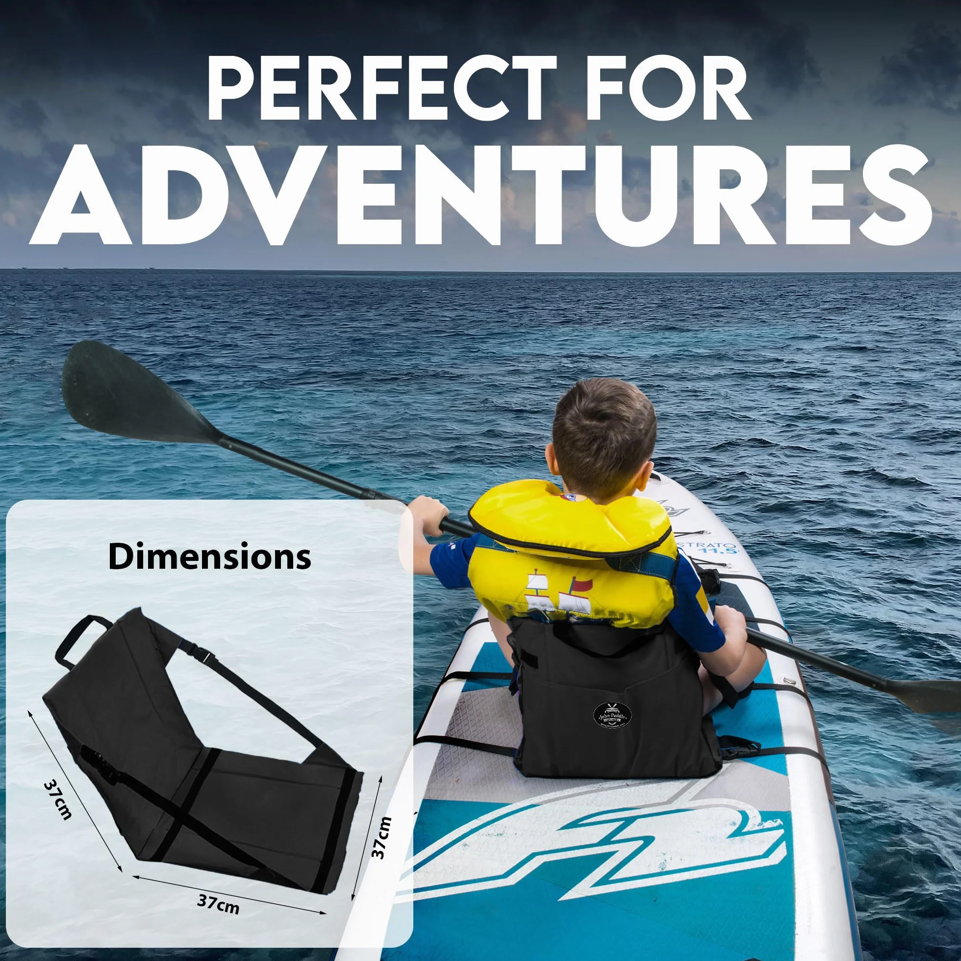 Uniwersalne siedzisko SUP do SUP SUP SUP do deski SUP BLUE/BLACK pasuje do wszystkich desek SUP, nie wymaga pierścieni D i metalowych karabińczyków do montażu, łatwa instalacja z 2 paskami (czarny)