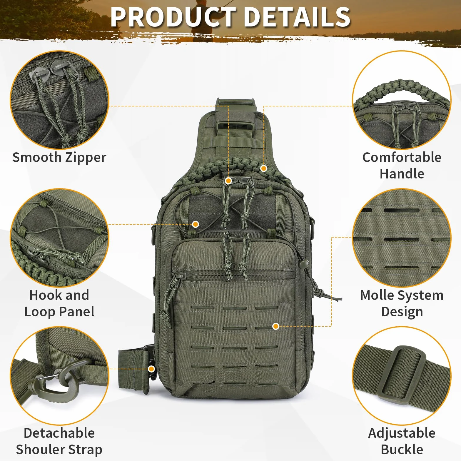 HUNTVP Taktyczna torba na klatkę piersiową, wojskowa torba na ramię, wojskowa torba na klatkę piersiową, plecak Molle, torba crossbody, torba na ramię, mini dla mężczyzn, kobiet, podróże, wędrówki, na