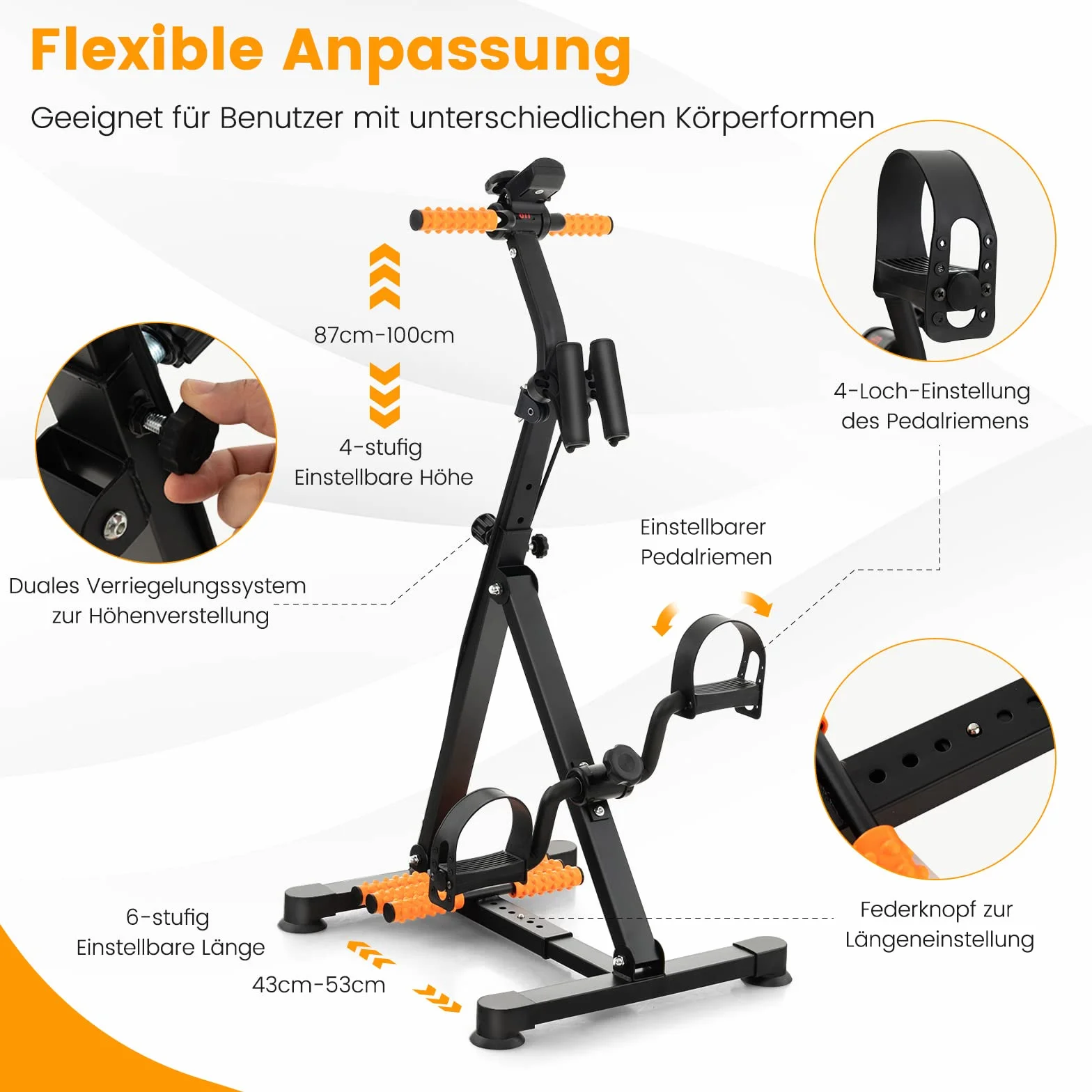 COSTWAY Trenażer Ruchowy dla Dorosłych, Pedały do Ćwiczeń Rąk i Nóg, Regulacja Wysokości, Wyświetlacz LCD, Nośność 120 kg