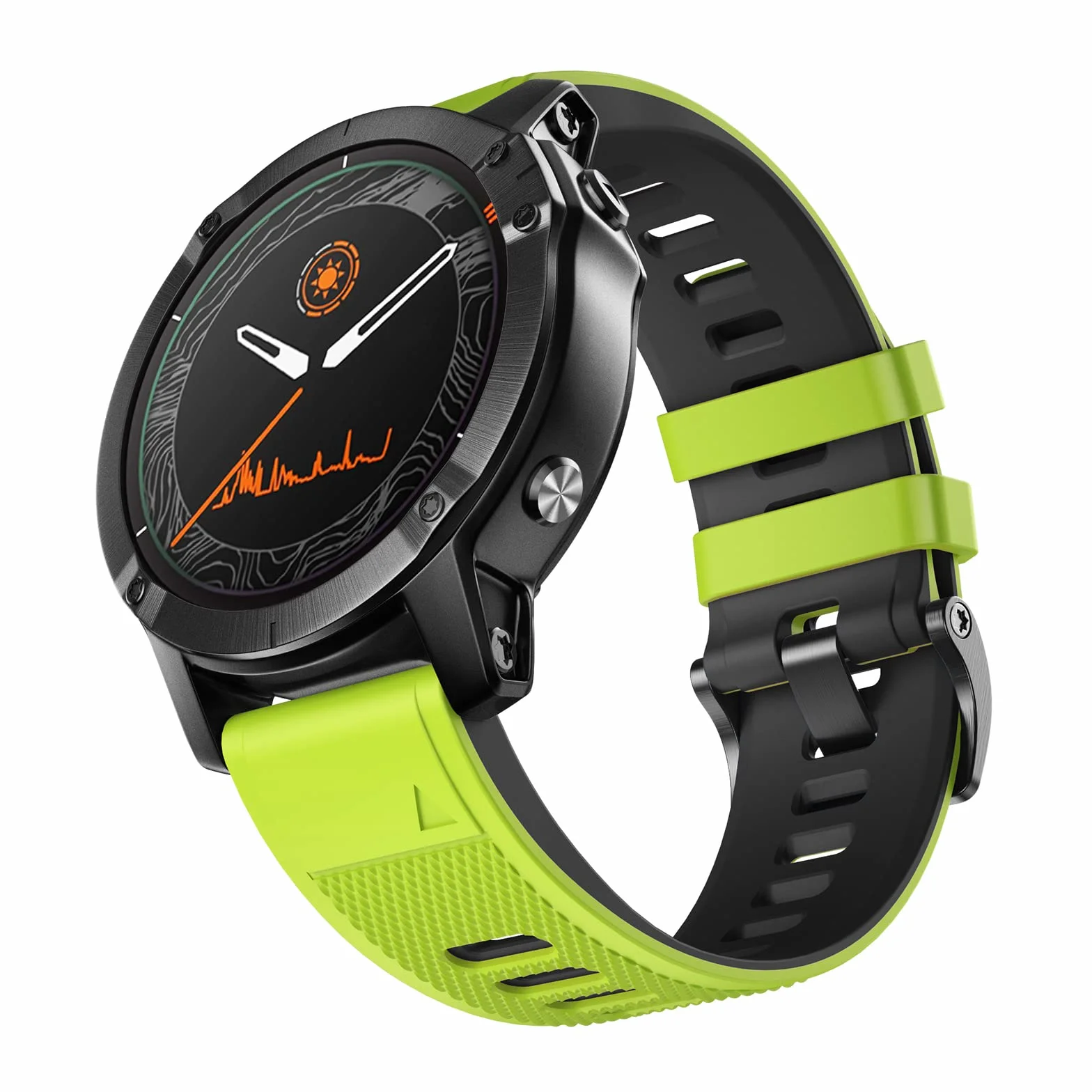 NotoCity bransoletka Quickfit 26 mm, kompatybilna z Garmin Fenix 6X / 6X pro / Fenix 7X, silikonowa bransoletka do zegarka Garmin Fenix 5X / 5X Plus, zielono-czarna