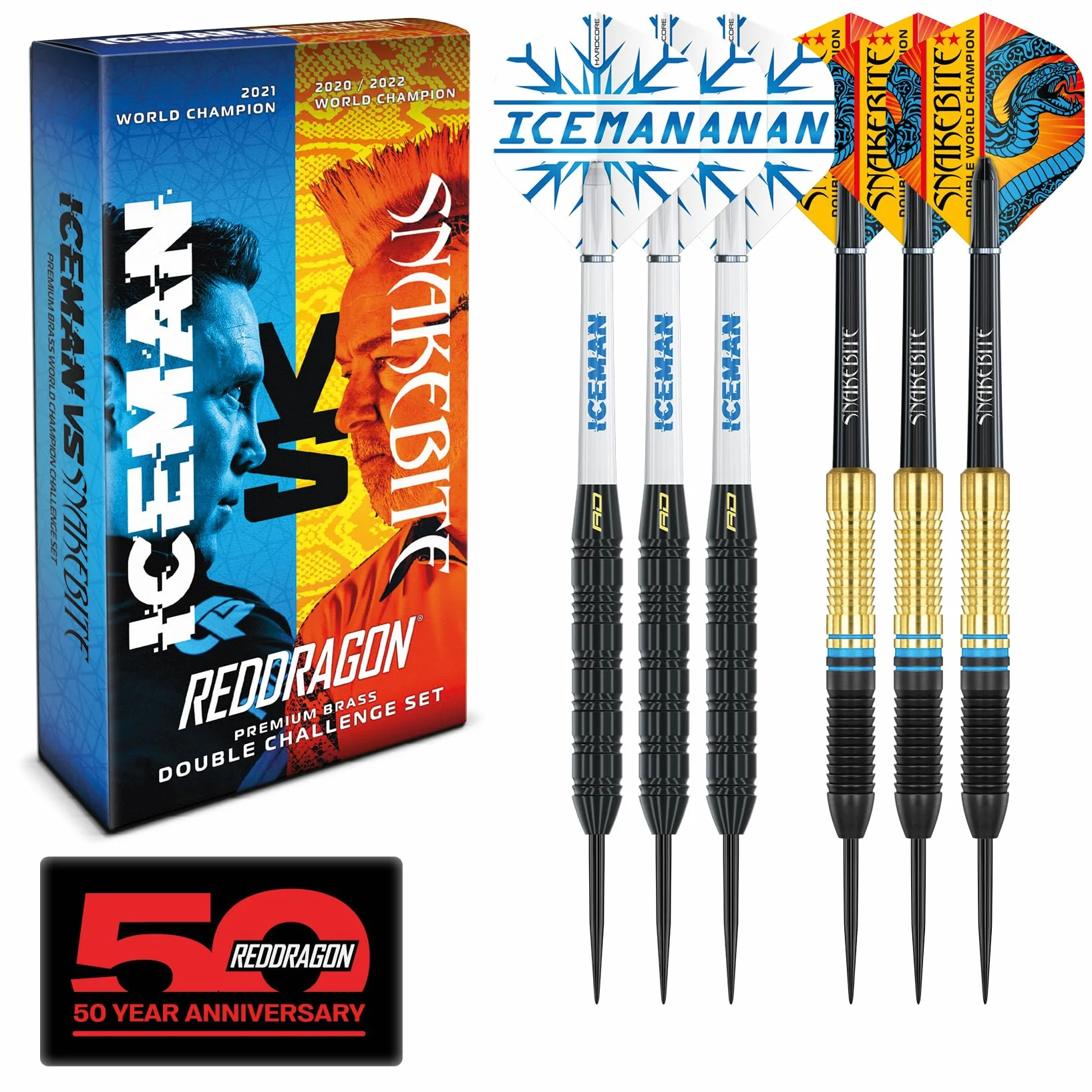 RED DRAGON Rzutki Peter Wright Snakebite Gerwyn Price Iceman DWC Zestaw rzutek mosiężnych z lotkami i trzonkami