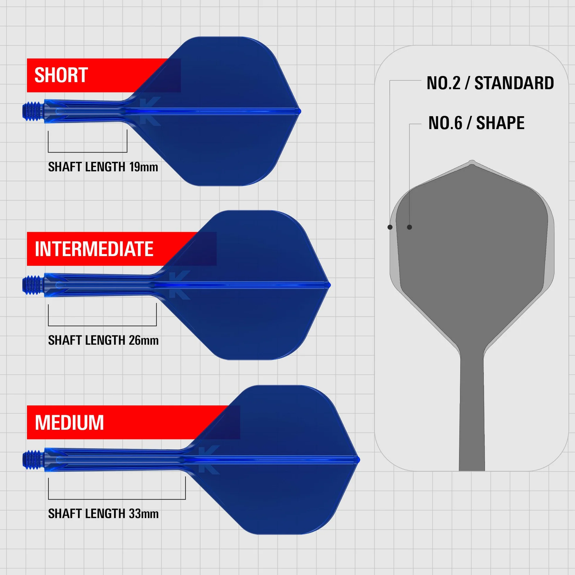 Target Darts Zintegrowane Lotki i Shafty K Flex No.2 Zestaw 3 Lotek K-Flex Krótki Pośredni Średni Profesjonalne Akcesoria do Rzutek