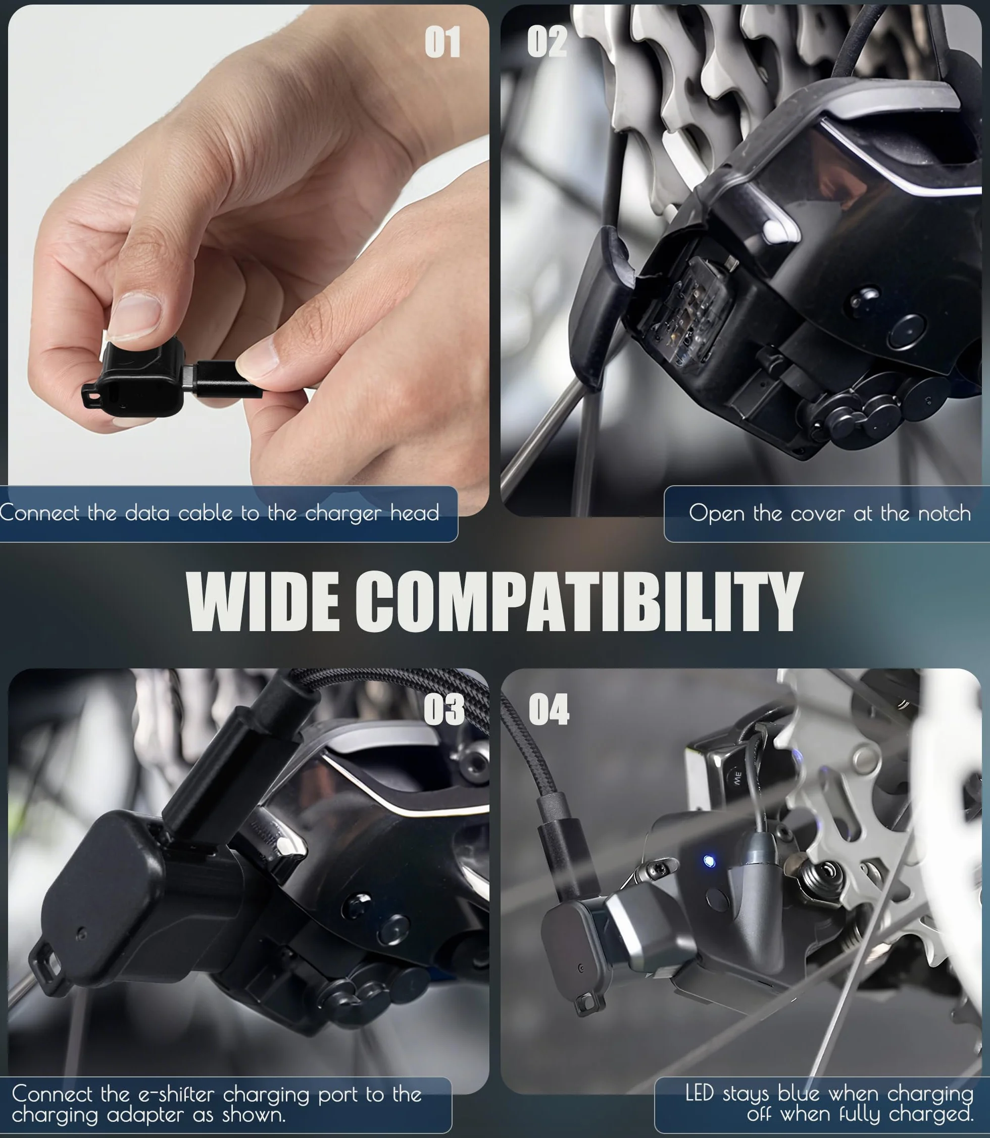 Adapter do ładowania USB-C Kompatybilny z Shimano Di2 (R8170/R8150/R7170/RX825) 12-biegowy Elektroniczny system zmiany biegów Ładowarka, Typ-C na adapter 4-pinowy, Di2 EC300 Adapter do
