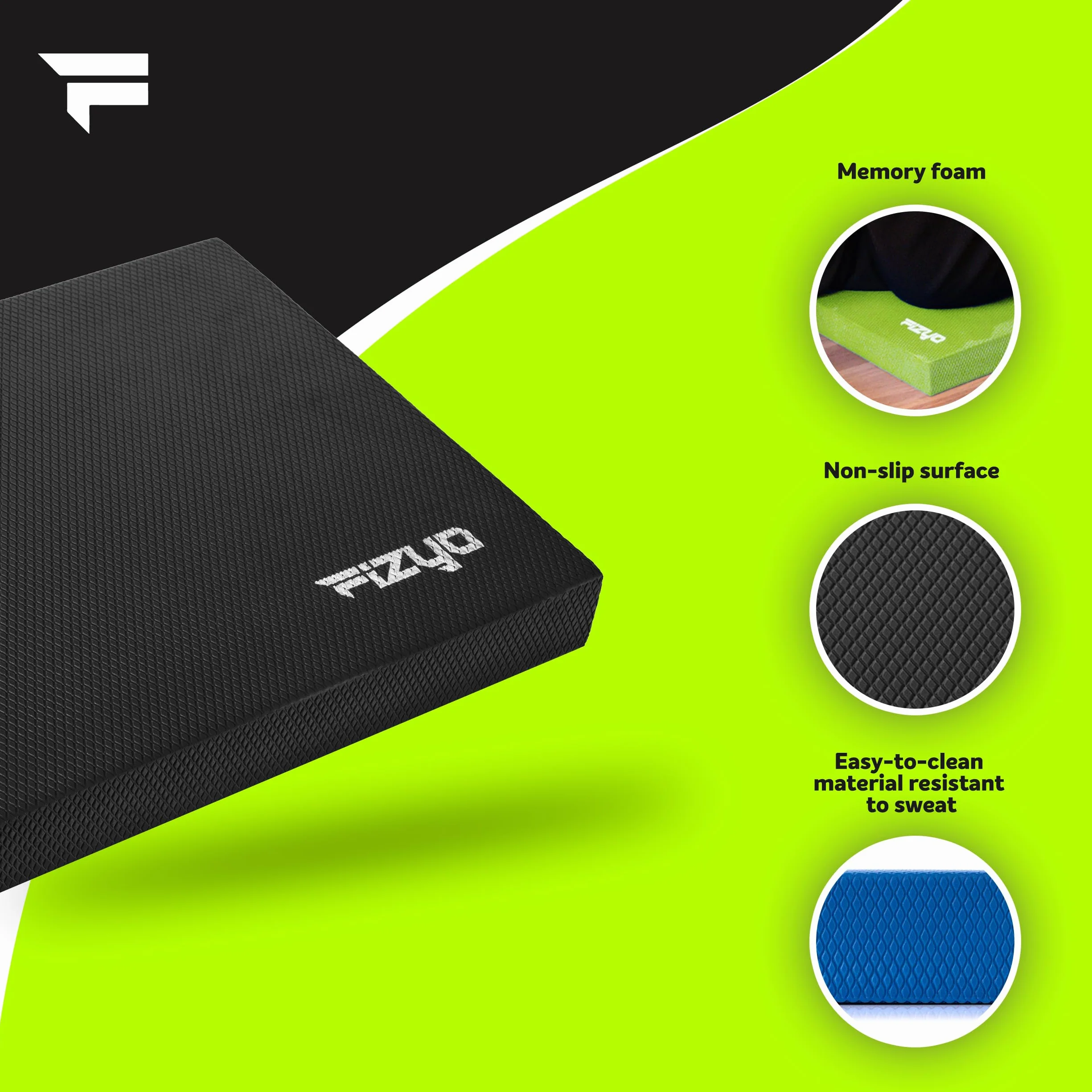 Fizyo Balance Pad - Antypoślizgowa Piankowa Mata do Jogi, Fitnessu, Pilatesu, Ćwiczeń Równowagi, Balansowania, Podkładka Stabilizująca, Koordynacyjna Poduszka, Miękka Pianka