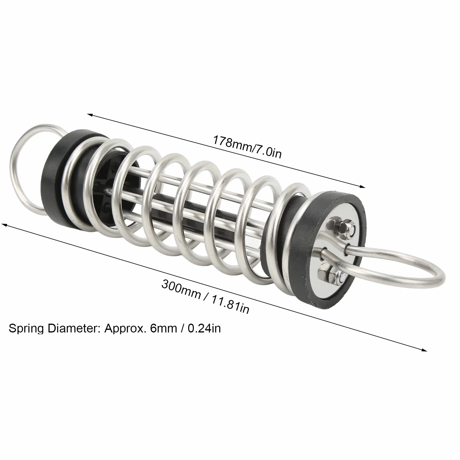 Sprężyna Cumownicza do łodzi ze Stali Nierdzewnej Sprężyna Amortyzująca, 6 Mm X 300 Mm, Ochrona Systemów Pokładowych, do Użytku z Linami lub łańcuchami