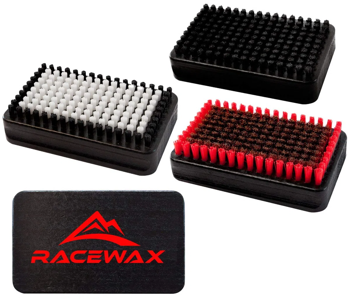 RaceWax Szczotka do nart zestaw 3 szt. z nylonową szczotką, szczotką do włosia i szczotką miedzianą