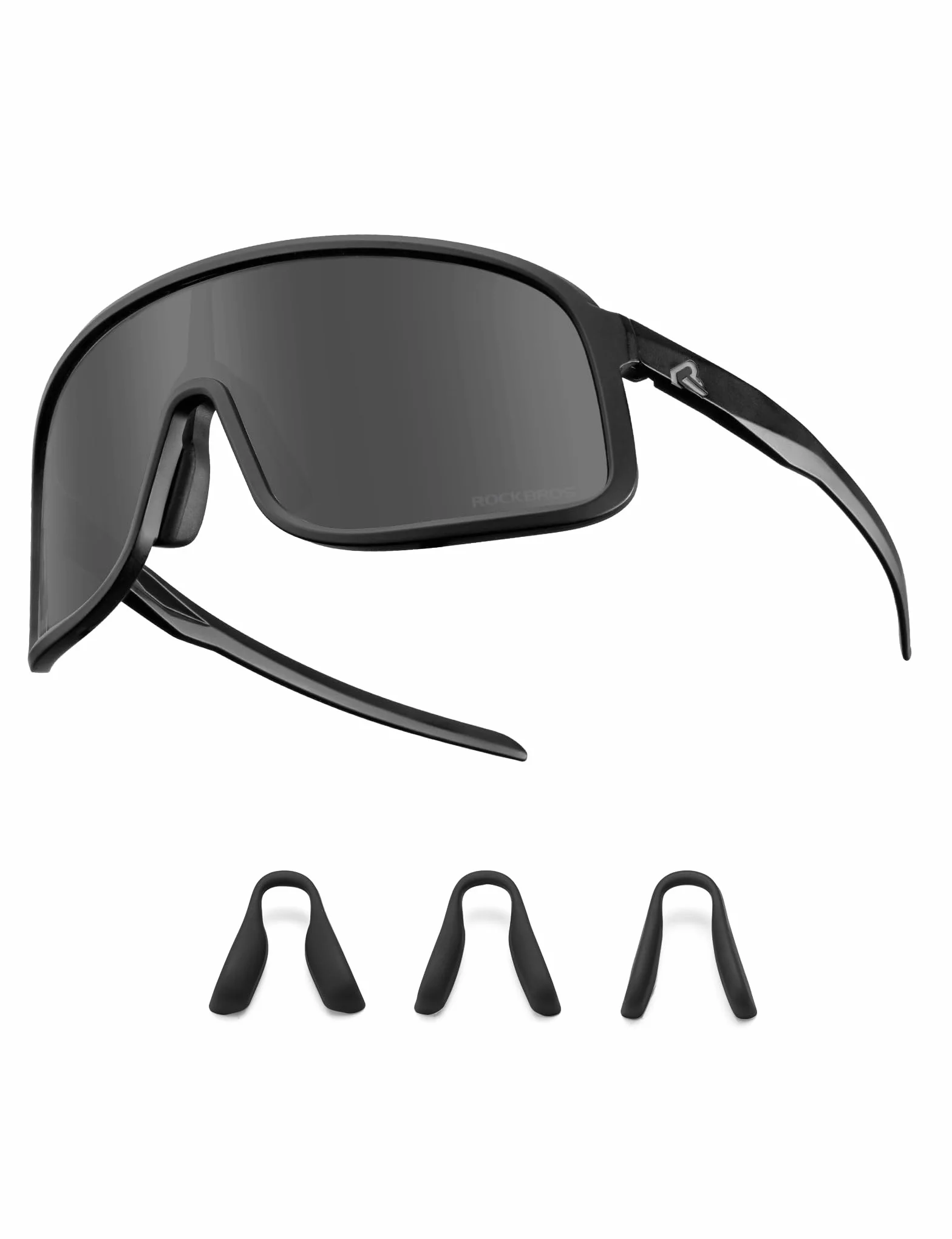 ROCKBROS Okulary rowerowe z polaryzacją, ochrona UV400, ultralekka oprawka TR90, okulary sportowe, wymienne nakładki na nos, okulary rowerowe dla mężczyzn i kobiet, jazda na rowerze, MTB, bieganie