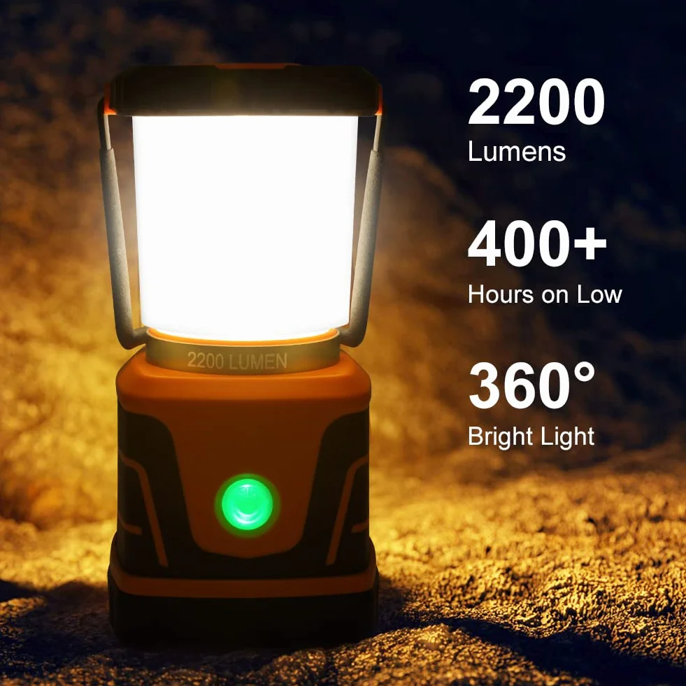 Flintronic Lampa kempingowa LED, 2200 lumenów, akumulator 6000 mAh, 4 tryby świecenia, możliwość ściemniania, lampa kempingowa IP54, zasilana bateriami, na kemping, w sytuacjach awaryjnych, w