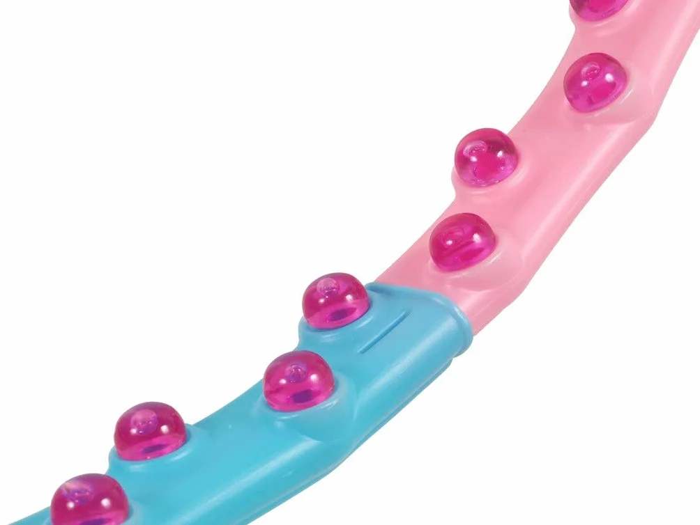 Obręcz hula hop z wypustkami do masażu 110 cm 1,25 kg 8 segmentów Niebieski/Różowy