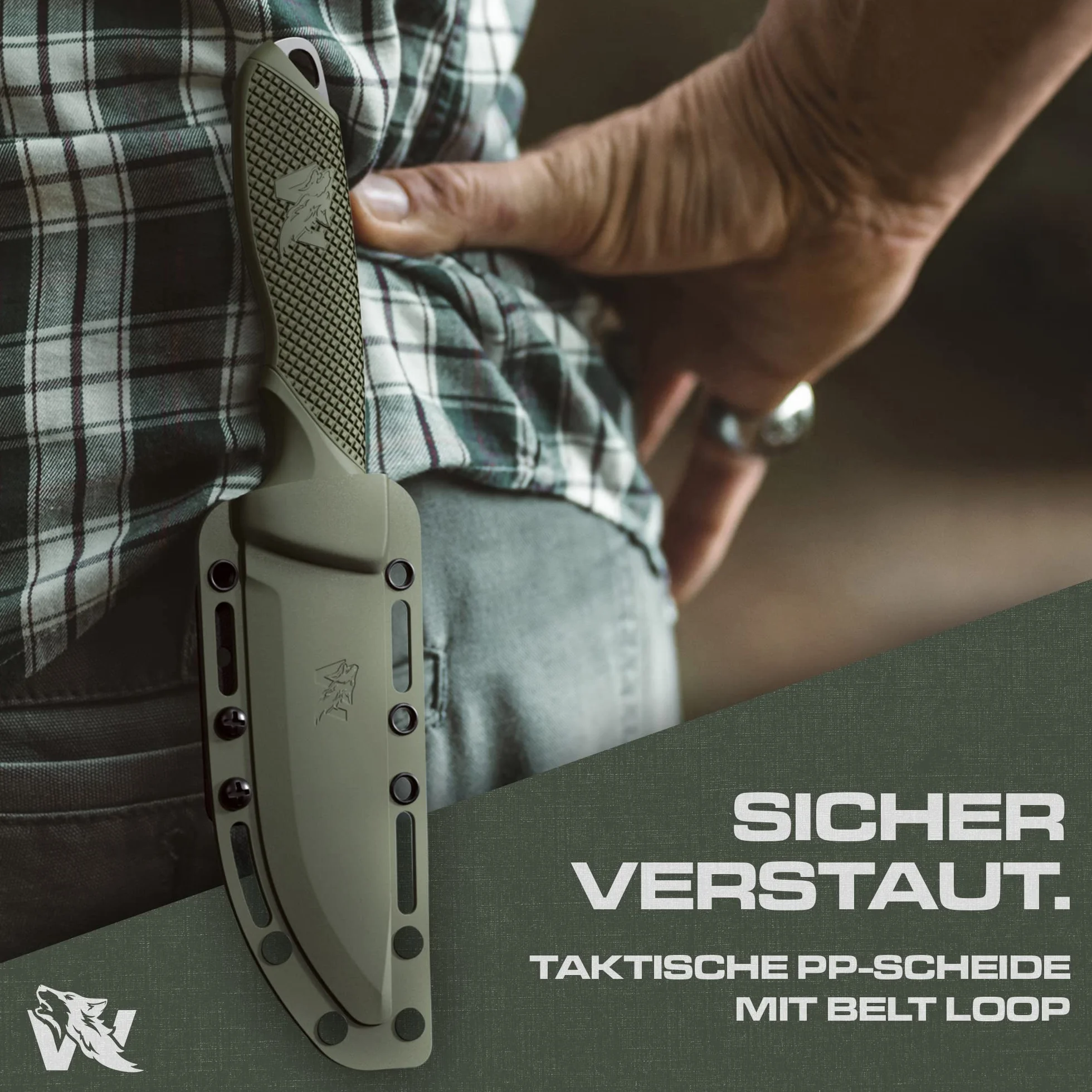 Wolfgangs W-SCANDI Angelmesser mit feststehender Klinge - Inkl. Scheide - Premium Survival-Messer aus einem Stück D2-Stahl - Perfektes Bushcraft-Messer Outdoor