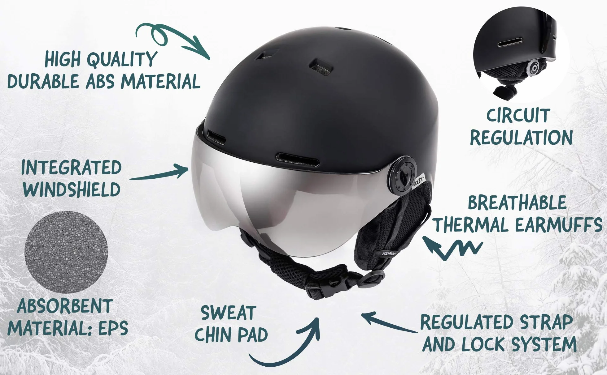 Kask narciarski Helmet snowboardowy Uniwersalny dla Dzieci damski męski dorosłych Ochronny z szybą na zimę Narciarstwo Certyfikowane Bezpieczeństwo Profesjonalne Nauszniki Sportowe Zimowe Meteor
