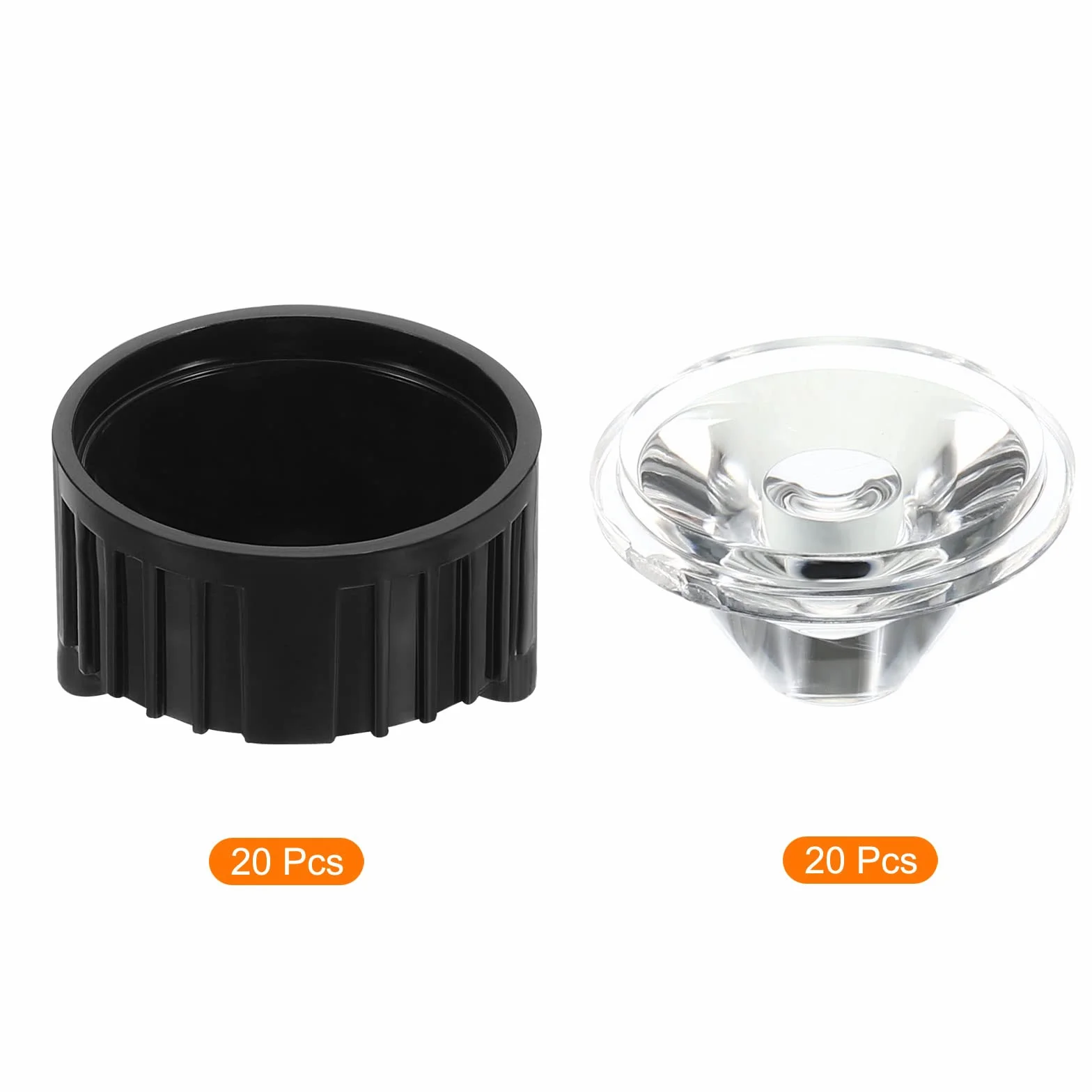 PATIKIL Obiektyw LED 20 mm 30 stopni z uchwytem stojaka, 20 zestawów soczewek LED do latarki, lampy DIY, czarna