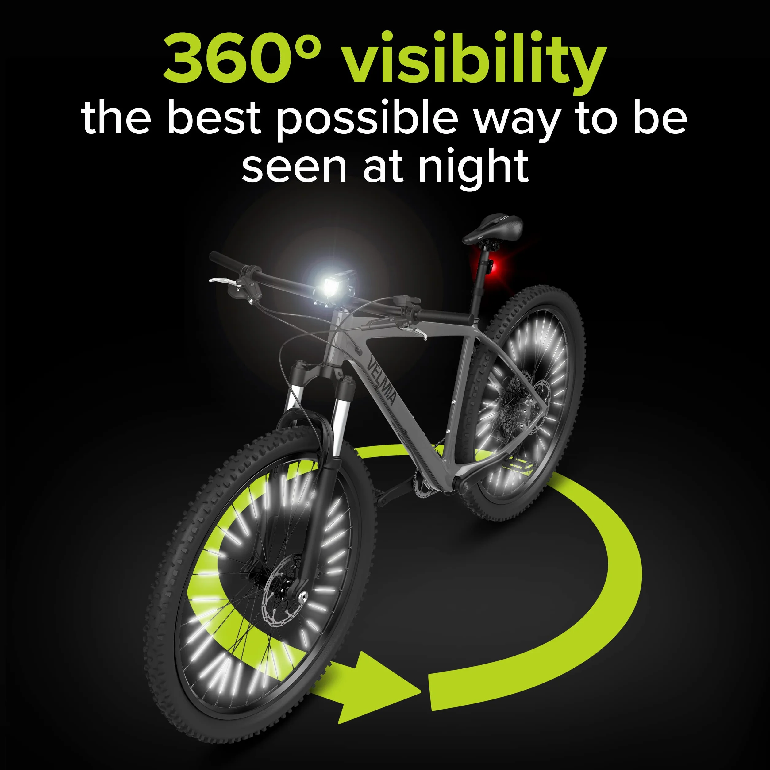 Velmia Reflektory rowerowe do jazdy nocą, widoczność 360° i łatwy montaż, odblaski ze szprychami rowerowymi 3M Scotchlite, odblaskowe szprychy rowerowe, szprychy rowerowe, odblaskowe szprychy