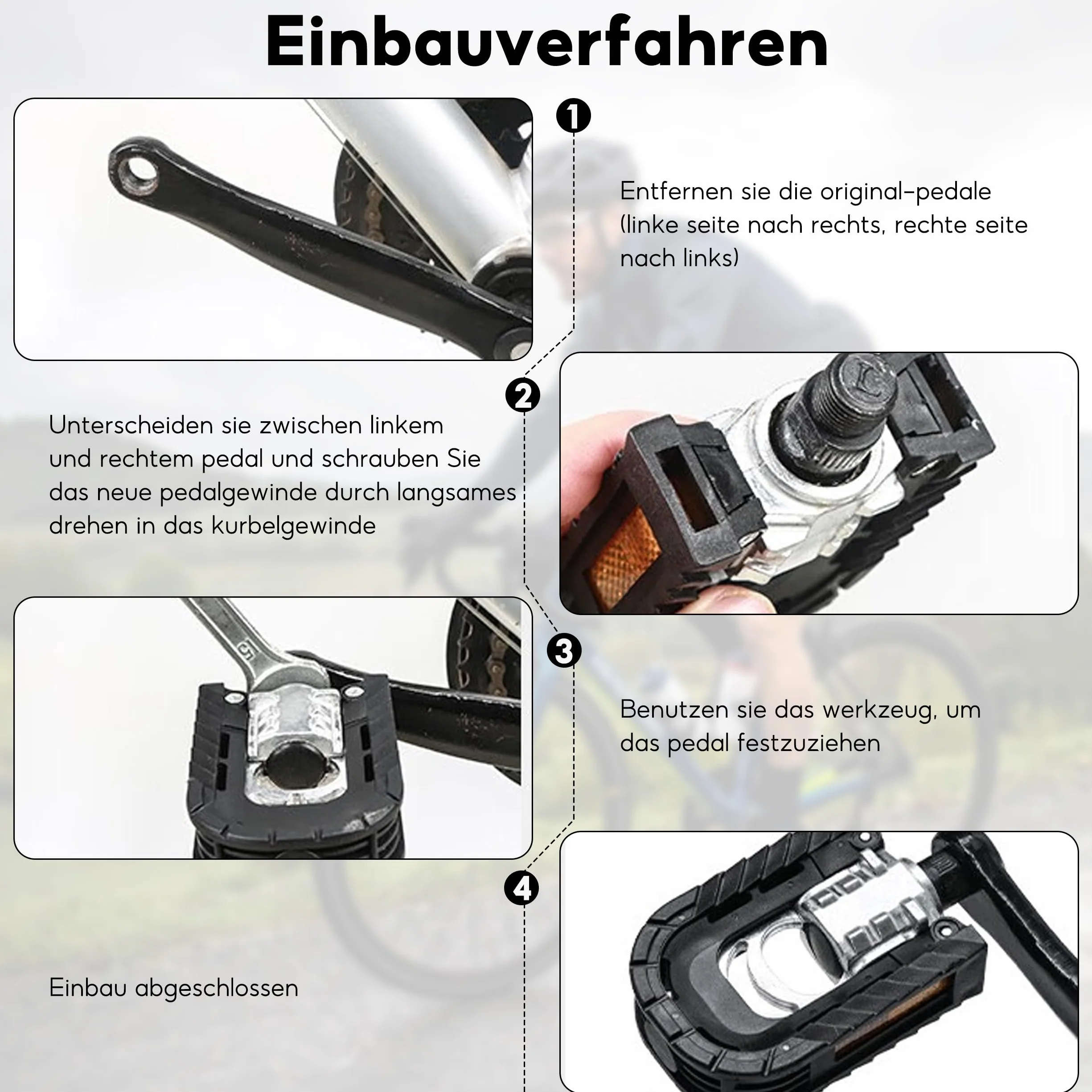 Składane pedały rowerowe φ 14 mm (9/16") z elementami odblaskowymi do MTB, pedelec, rower składany, rower wyścigowy