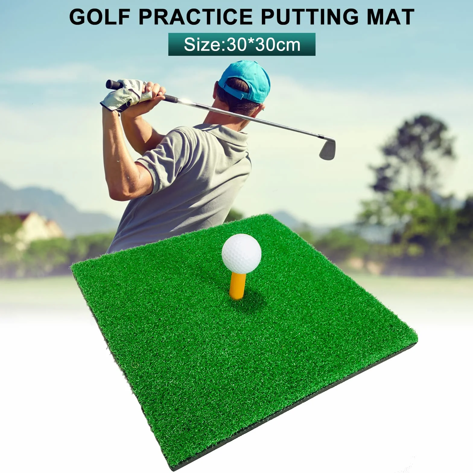 30 x 30 cm mata do ćwiczeń golfowych, przenośna mata do gry w golfa, do ćwiczeń golfowych, treningu chippingu, huśtawki golfowej w ogrodzie lub garażu