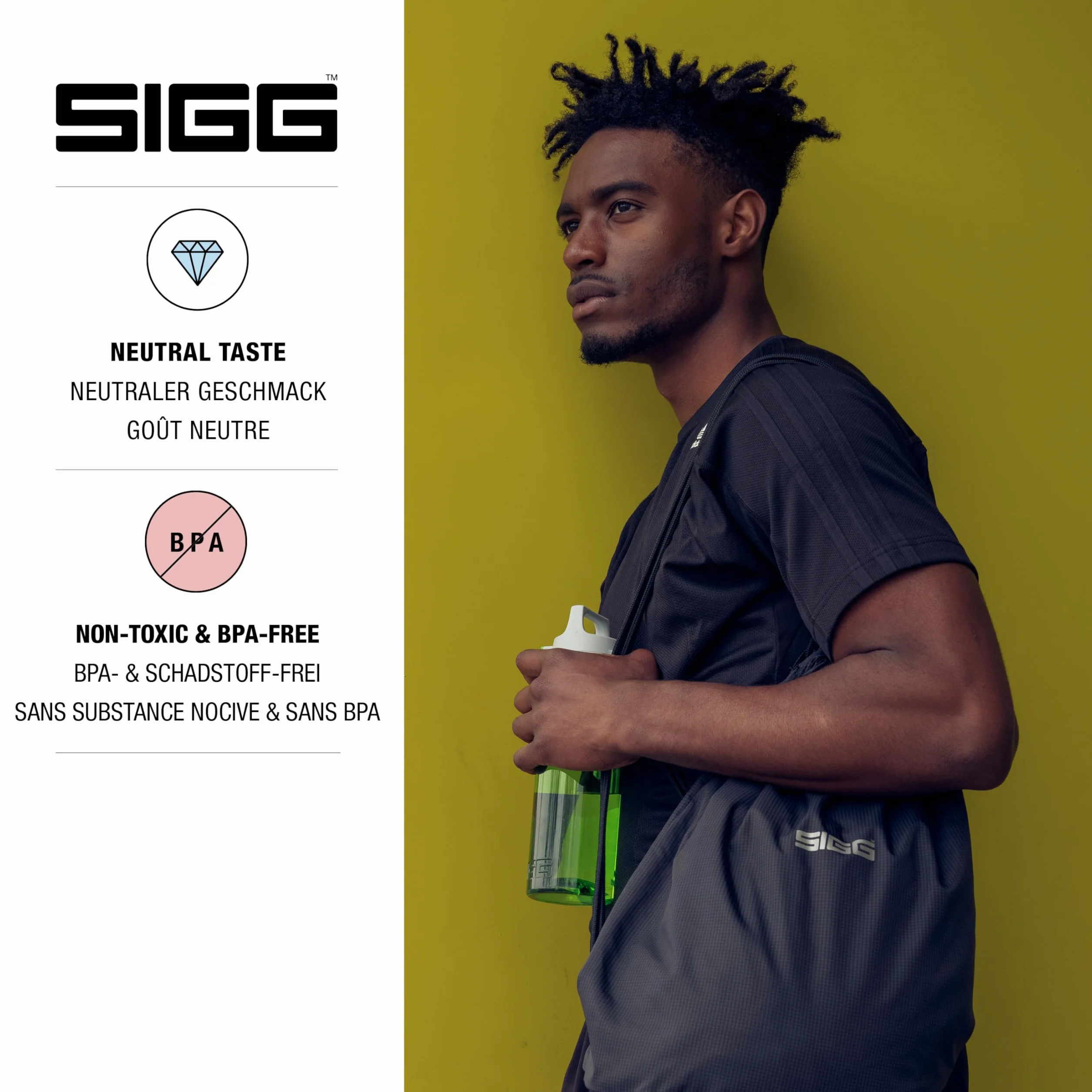 SIGG - Butelka na wodę Tritan - Total Color ONE - Nadaje się do napojów gazowanych - Można myć w zmywarce - Szczelny - Lekki jak piórko - Bez BPA - 0,6L
