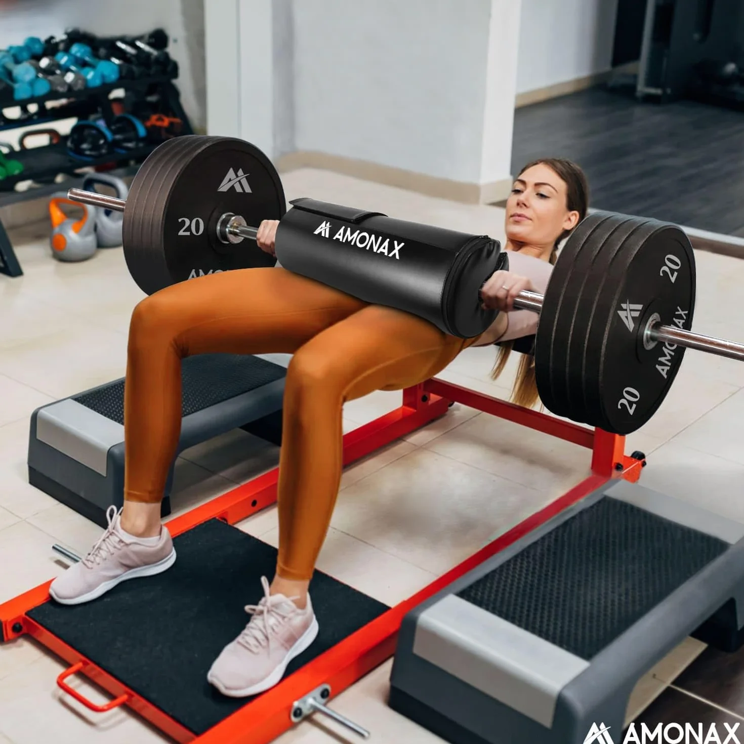 AMONAX Podkładka pod sztangę biodrową z piankową wyściółką, akcesoria fitness