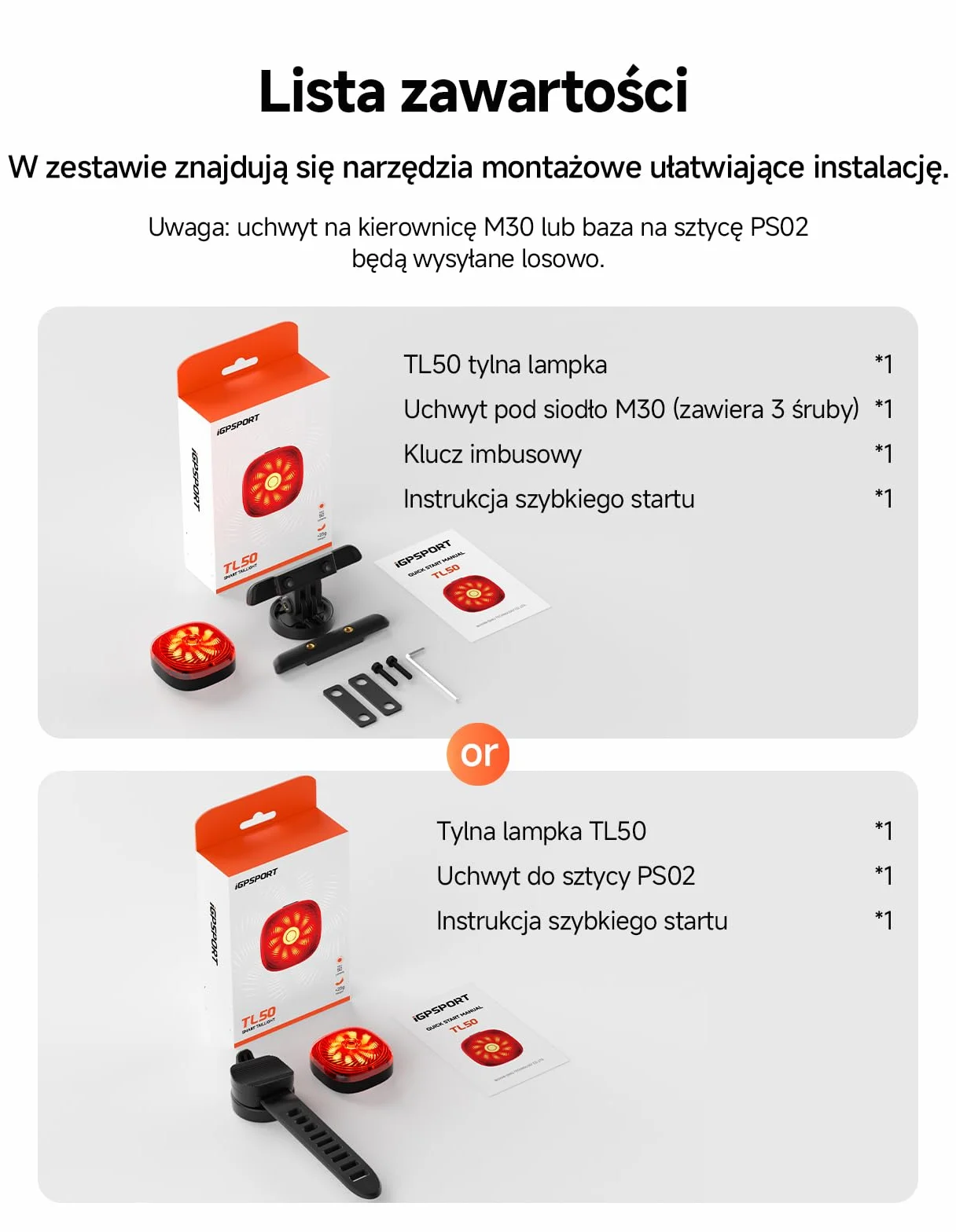 iGPSPORT TL50 Tylne Światło Rowerowe, Ładowanie USB-C, z Czujnikiem Hamowania, Widoczność Do 1,2 km, 6 Trybów Światła