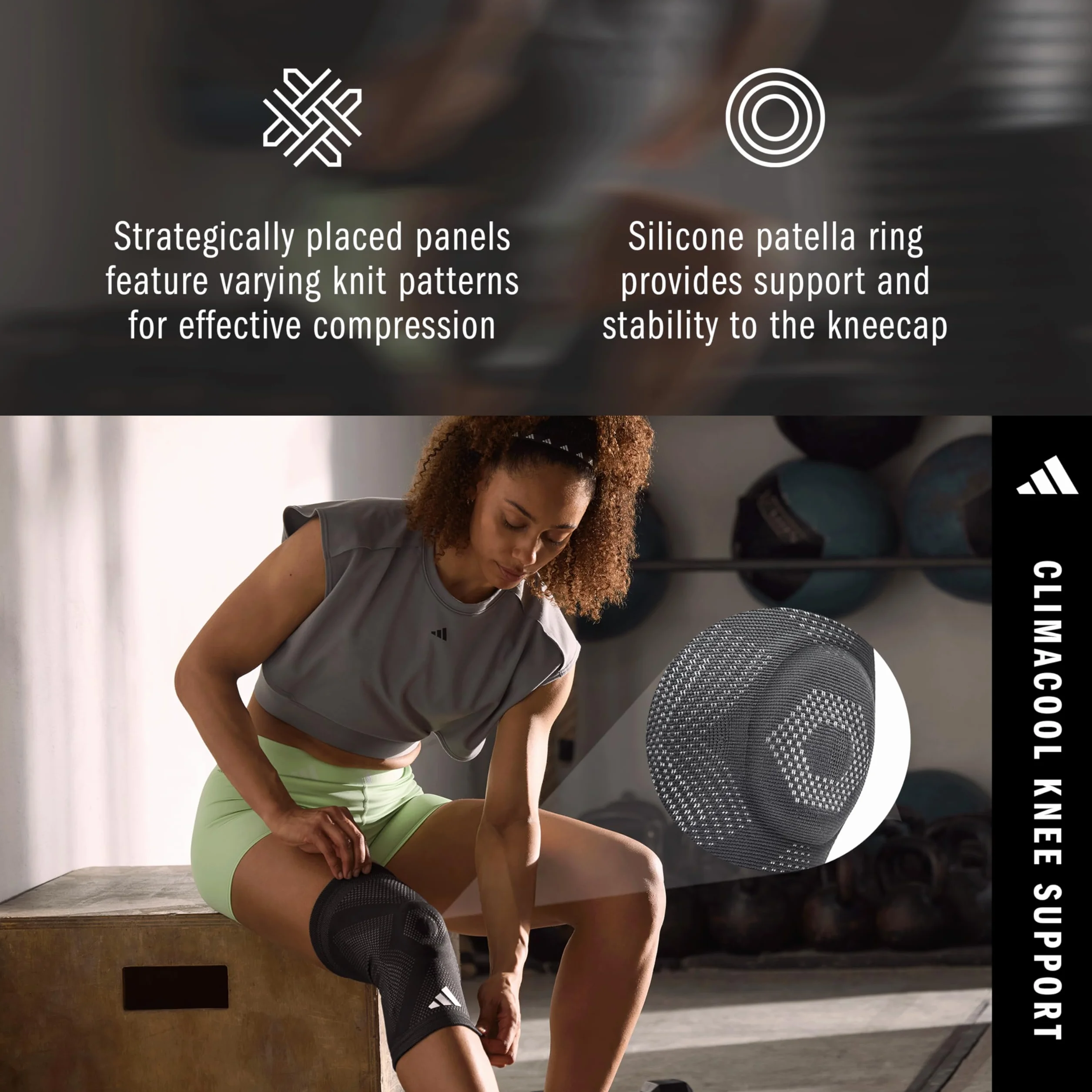 adidas Aeroready bandaż na kolana, oddychający, kompresyjny, ergonomiczny kształt (M)