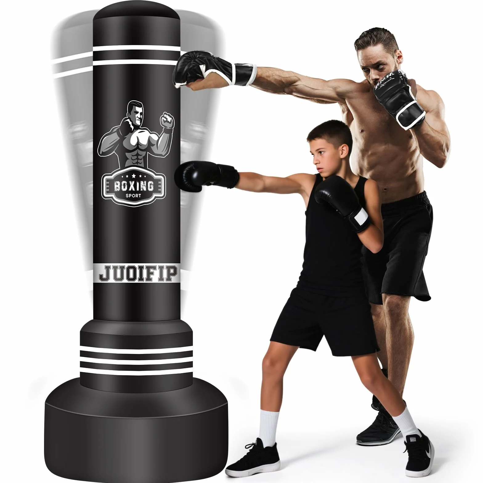 NZQXJXZ Worki bokserskie dla dorosłych - 180 cm, solidny, nadmuchiwany worek bokserski do kickboxingu, do treningu MMA, Muay Thai, fitness