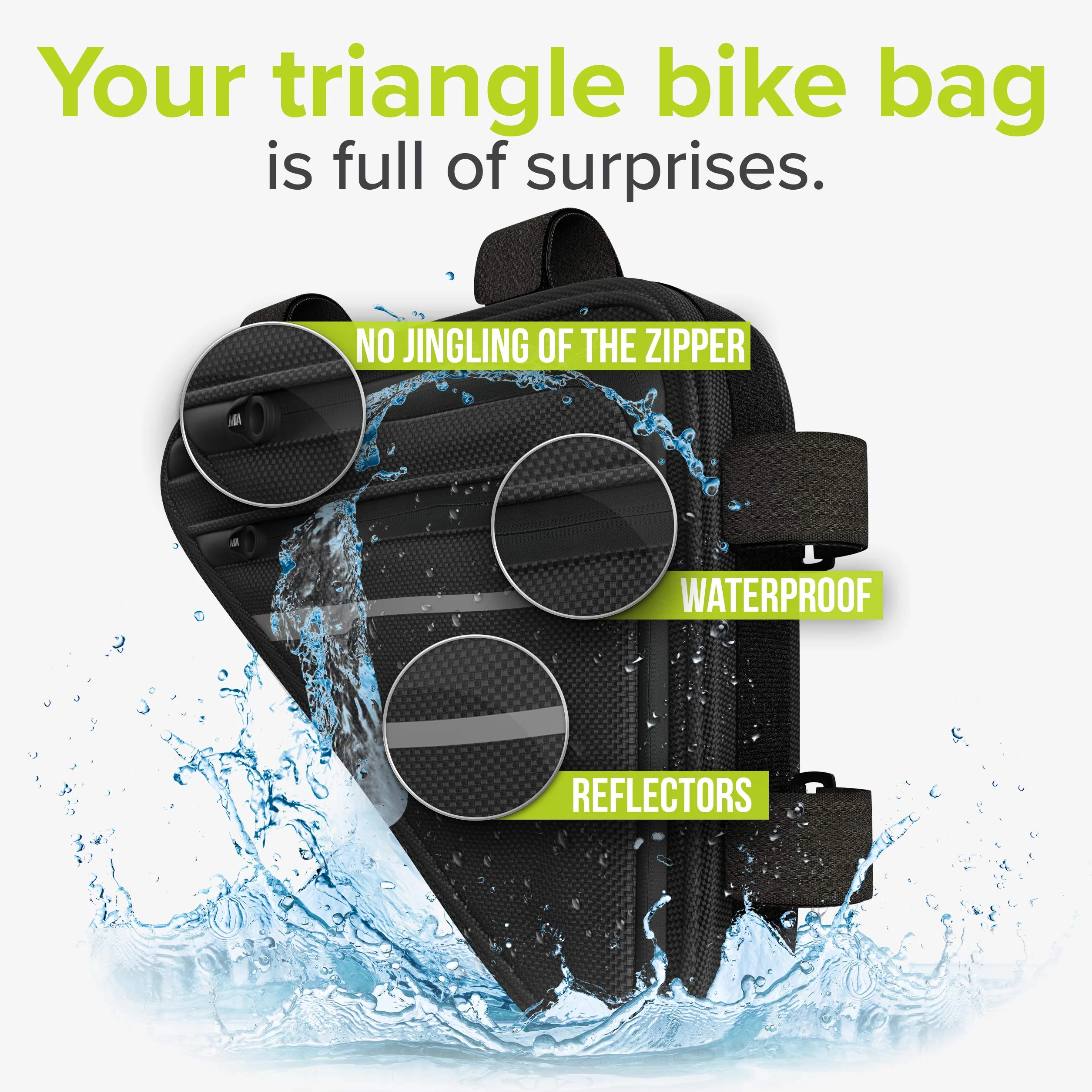 Velmia Fahrrad Dreiecktasche Wasserdicht - Fahrrad Rahmentasche, Triangeltasche ideal für Fahrradschloss, Werkzeug, Regenjacke - Fahrradtasche Rahmen
