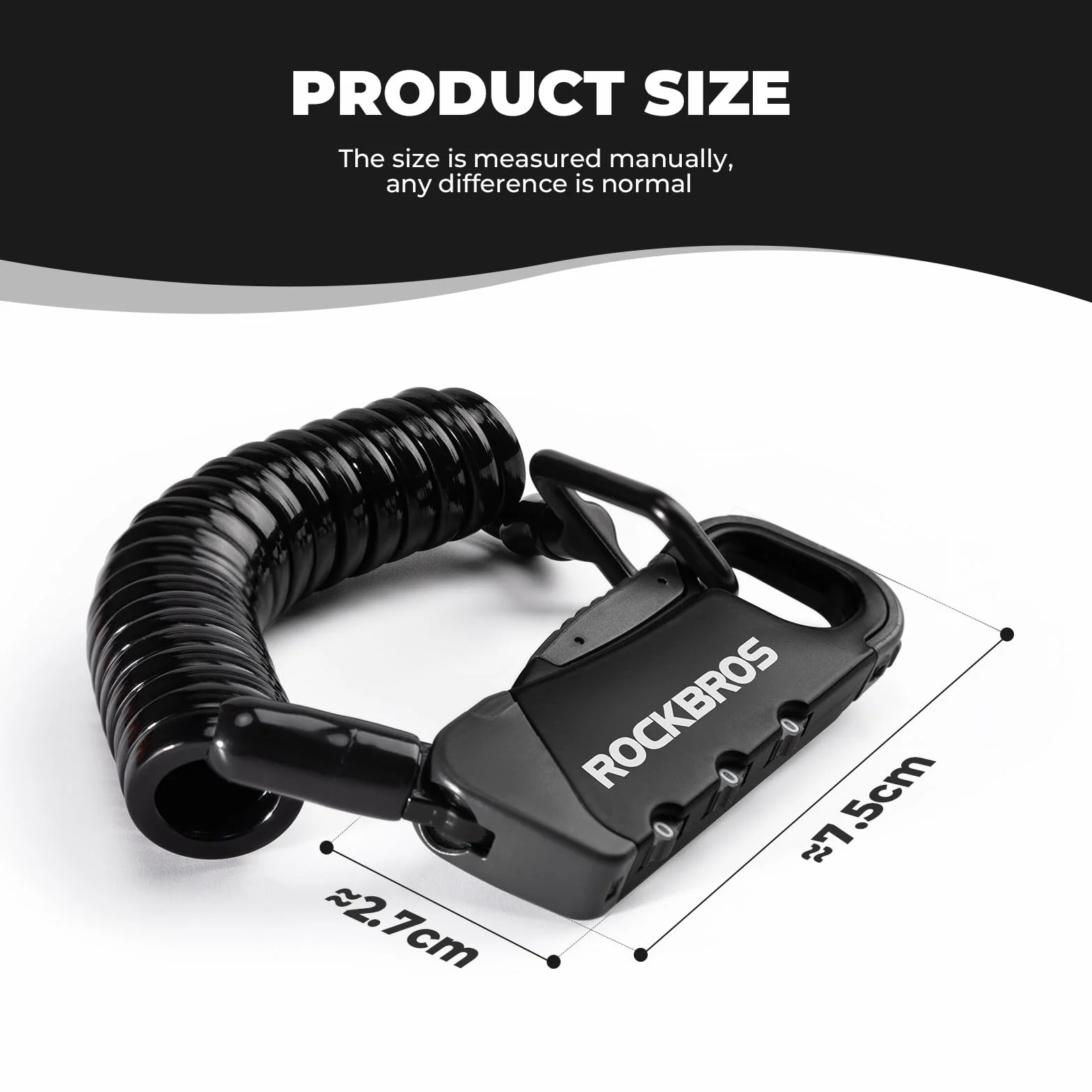 ROCKBROS 150 cm zamek do kasku, przenośny zamek szyfrowy o wysokim poziomie bezpieczeństwa z 3-cyfrowym kodem, do rowerowego kasku motocyklowego, wózka, skutera