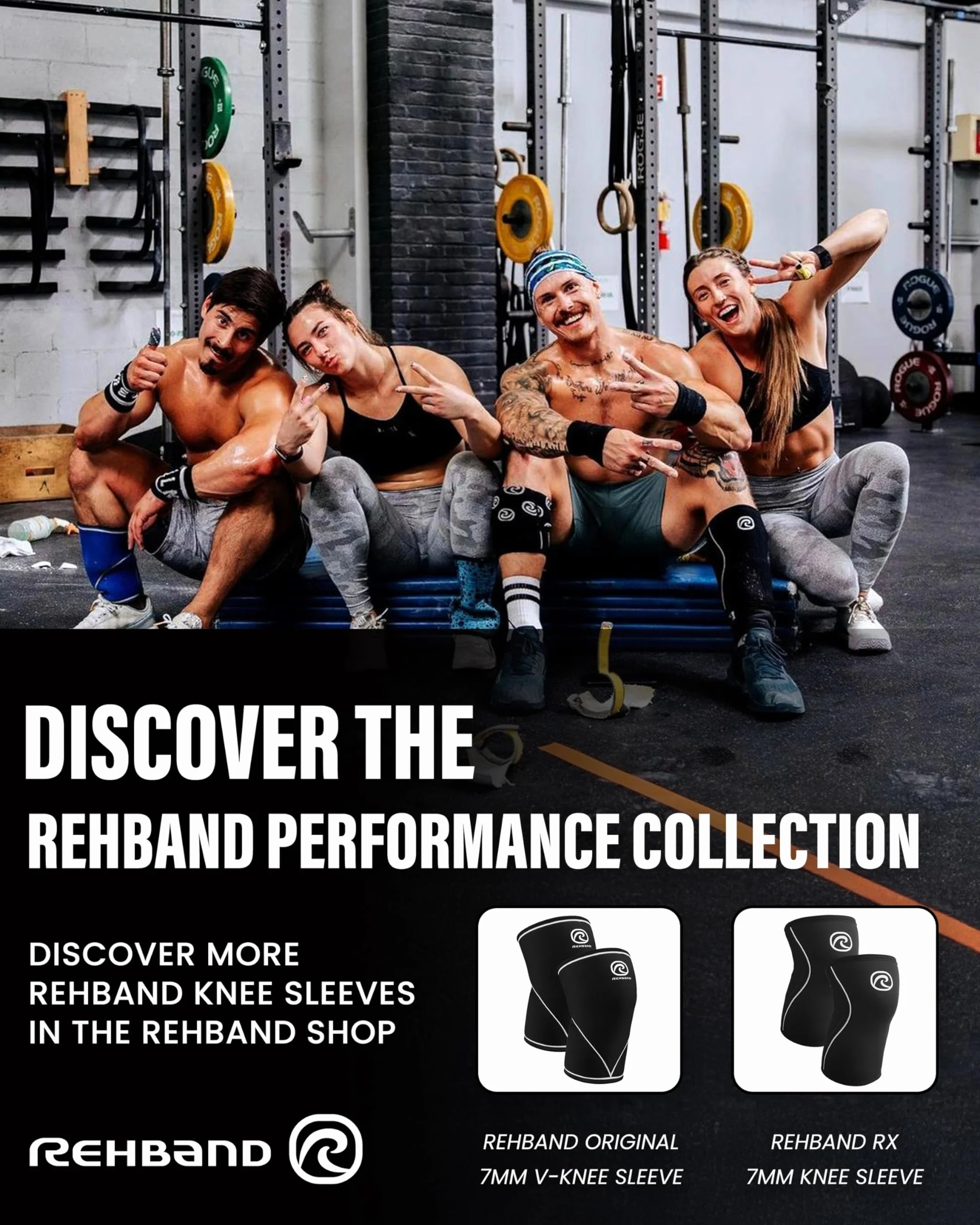 Rehband Bandaż na kolano 5 mm neopren do sportów siłowych i cross-fit