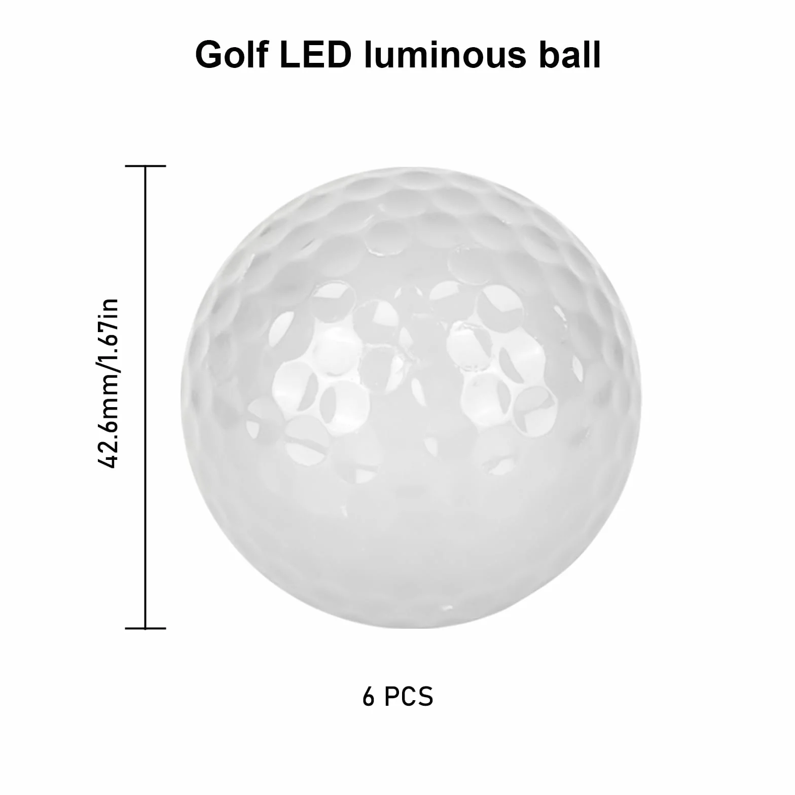 Leikurvo Piłki golfowe LED, 6 sztuk, świecące piłki golfowe, wielokolorowe, 42,6 mm, 45 g