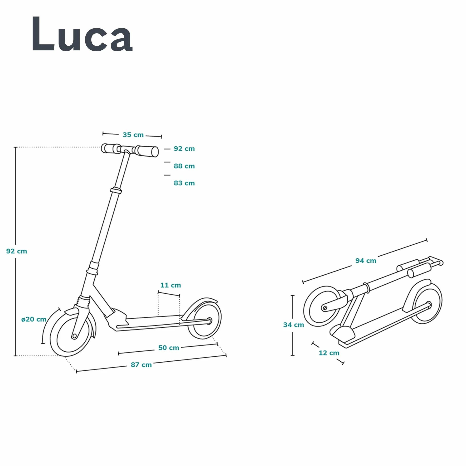 Lionelo Luca hulajnoga do 100 kg, lekka wytrzymała, składana konstrukcja, amortyzator, duże koła, regulowana wysokość kierownicy, antypoślizgowy podest, amortyzacja ShockResist