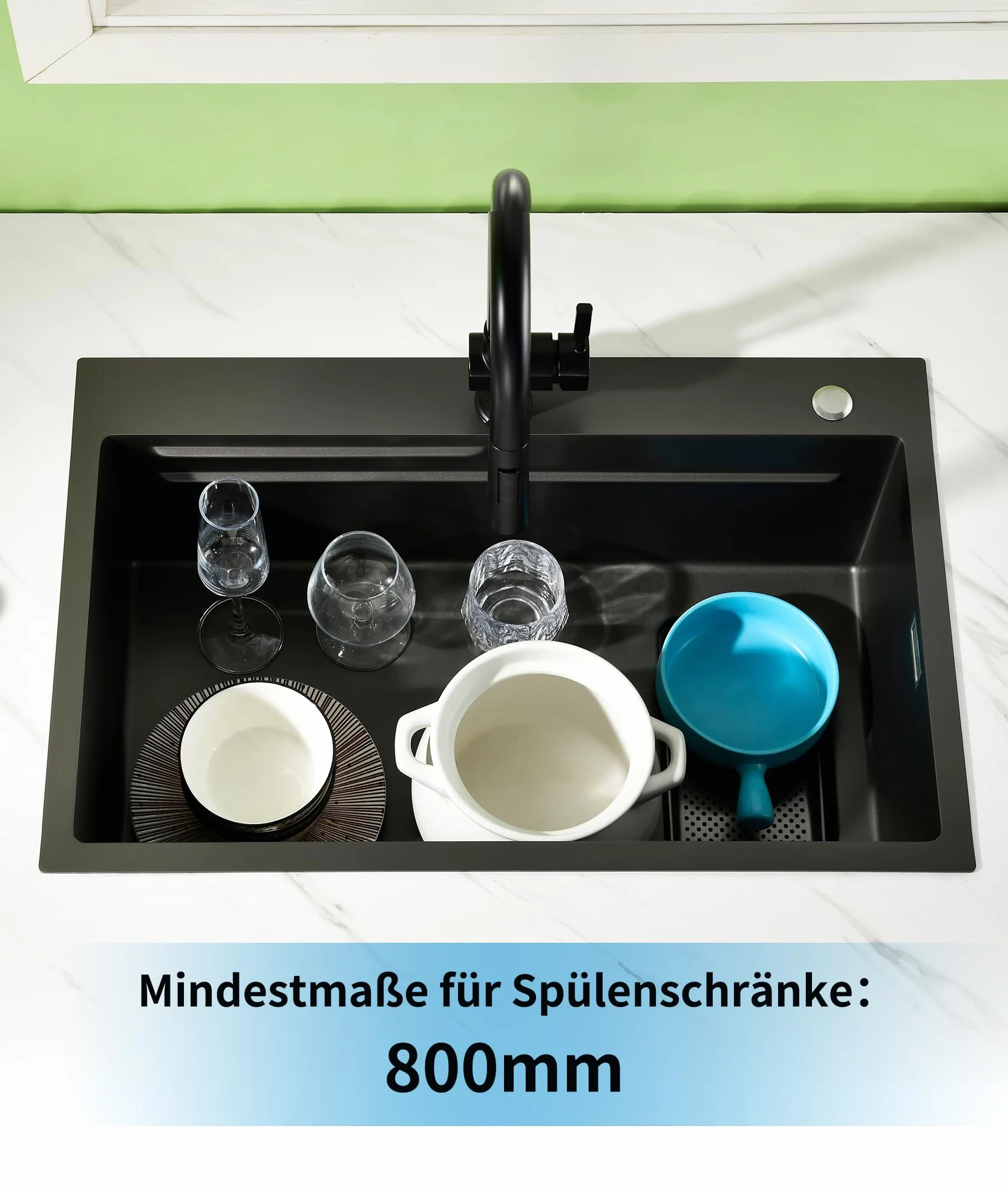 Zlewozmywak czarny 70 x 45 cm stal nierdzewna