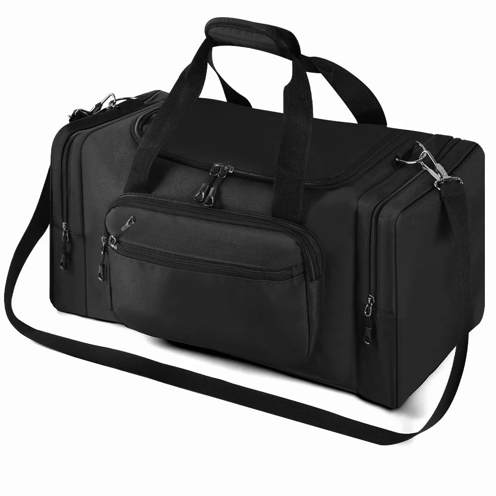 OSDUE Torba sportowa, torba na siłownię dla kobiet i mężczyzn, 35 l wodoodporna torba podróżna na sporty z paskiem na ramię, torba na noc, torba weekendowa na siłownię, podróże, pływanie, Czarny, 20.5