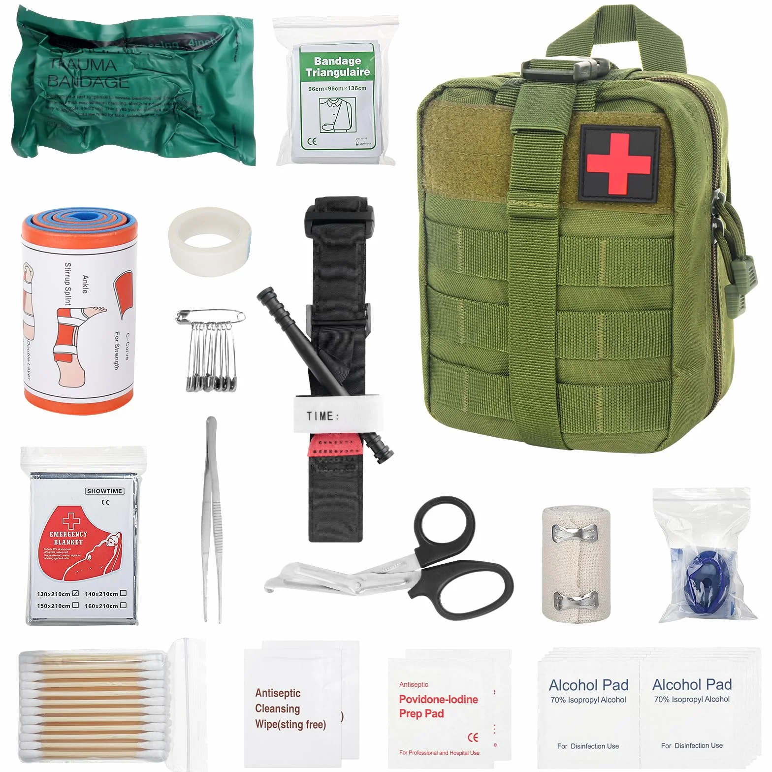 Zestaw pierwszej pomocy Outdoor, 46 sztuk First Aid Kit Military, Zestaw pierwszej pomocy Trauma Set, Zestaw survivalowy First Aid Kit, Medyczna torba taktyczna, na outdoor camping, polowanie