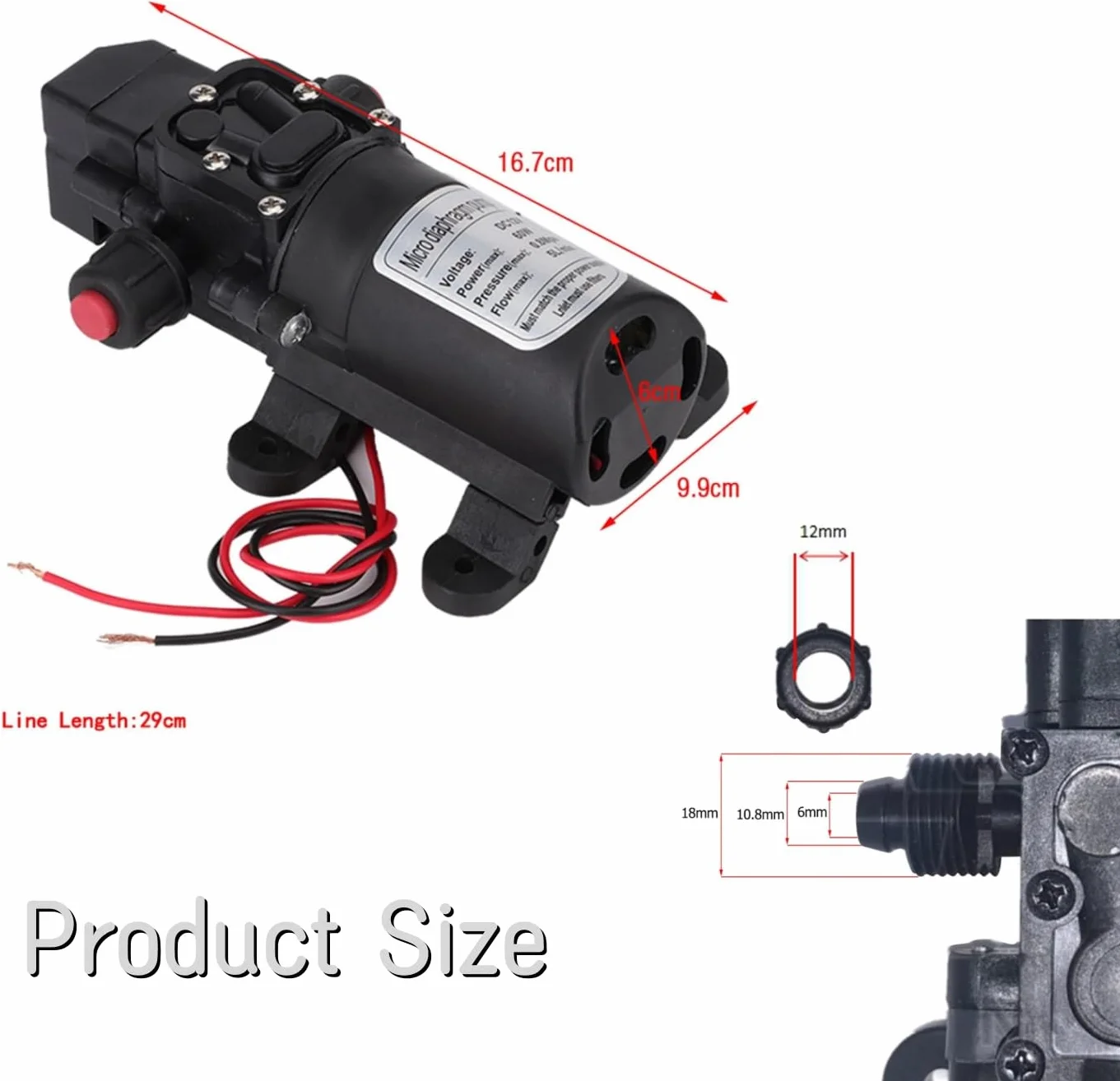 Wysokociśnieniowa pompa wodna 12 V - 5 l/min DC12V 116Psi Samozasysająca przyczepa kempingowa łódź kempingowa nawadnianie ogród nawadnianie
